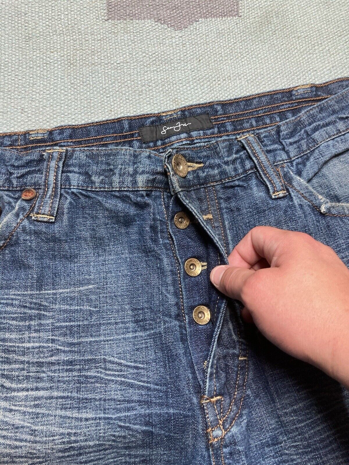 Sean John × Vintage VTG y2k baggy jeans Sean John faded wide pipes skater 38x34 Size US 38 / EU 54 - 10 Thumbnail