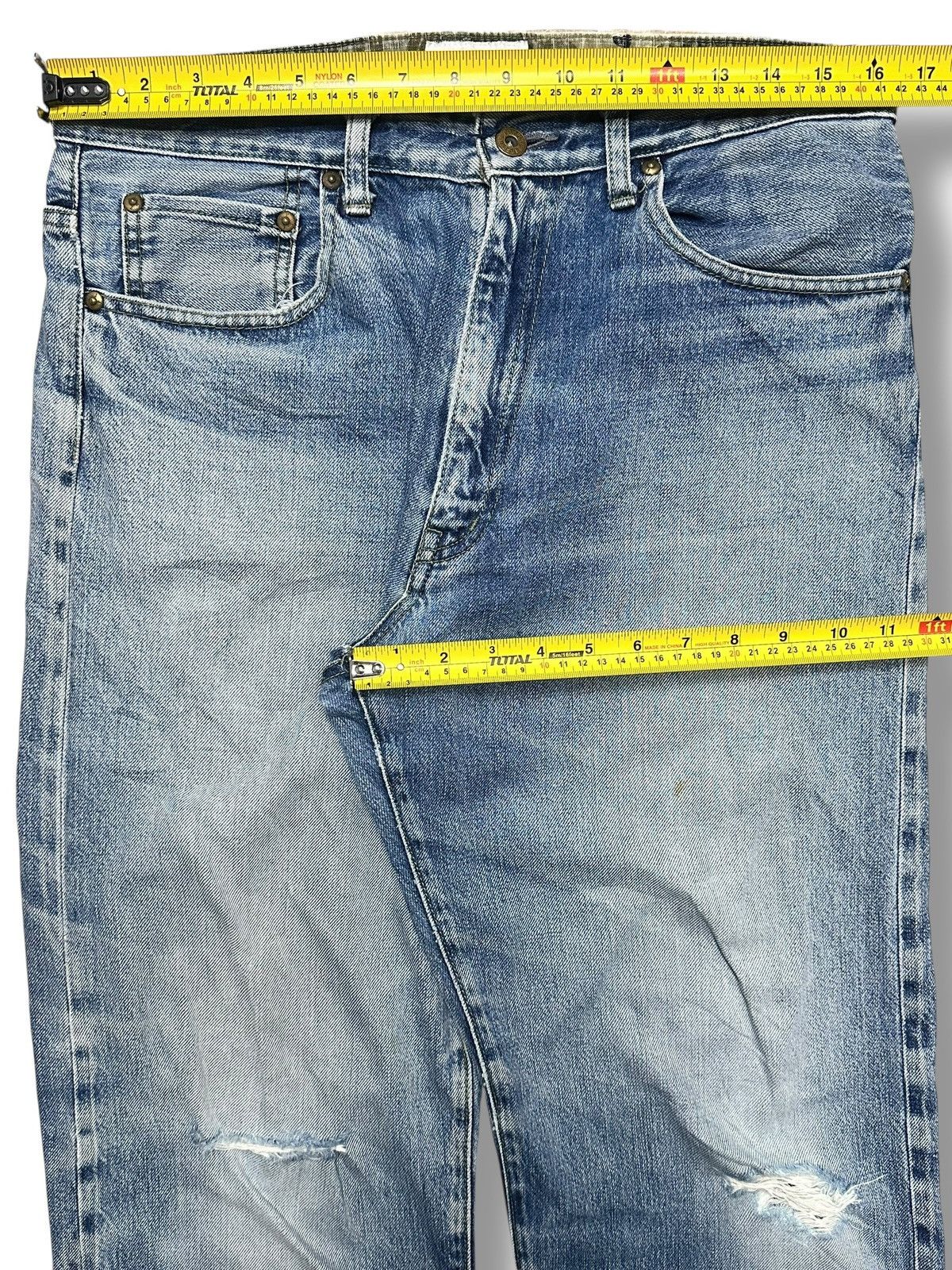 Japanese Brand Complete Finesse Japan Distressed Selvage Jeans With Faded Size US 33 - 21 Thumbnail