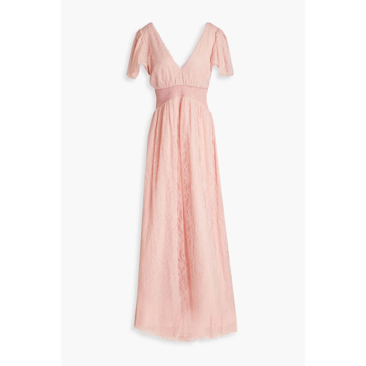 Alice + Olivia Alice + Olivia Charlsie Smocked Lace Maxi Dress Pink size 4 Size S / US 4 / IT 40 - 3 Thumbnail