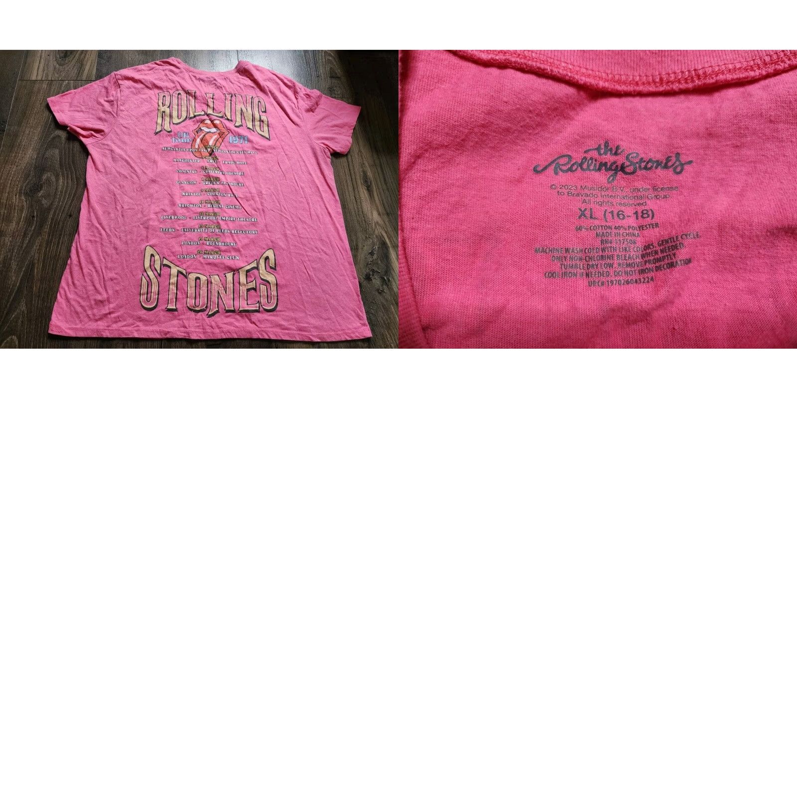 Doublet Womens THE ROLLING STONES UK TOUR 1977 Double Sided Distressed T Shirt Pink XL Size XL / US 12-14 / IT 48-50 - 8 Thumbnail