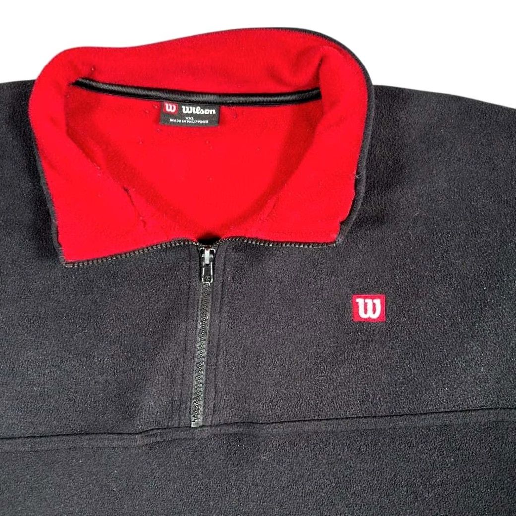 Wilson VINTAGE Wilson Sweater Pullover Adult 2XL Black Red Polyester Fleece 90s Sport Logo Embroidered 1/4 Zip Mens Size US XXL / EU 58 / 5 - 3 Thumbnail