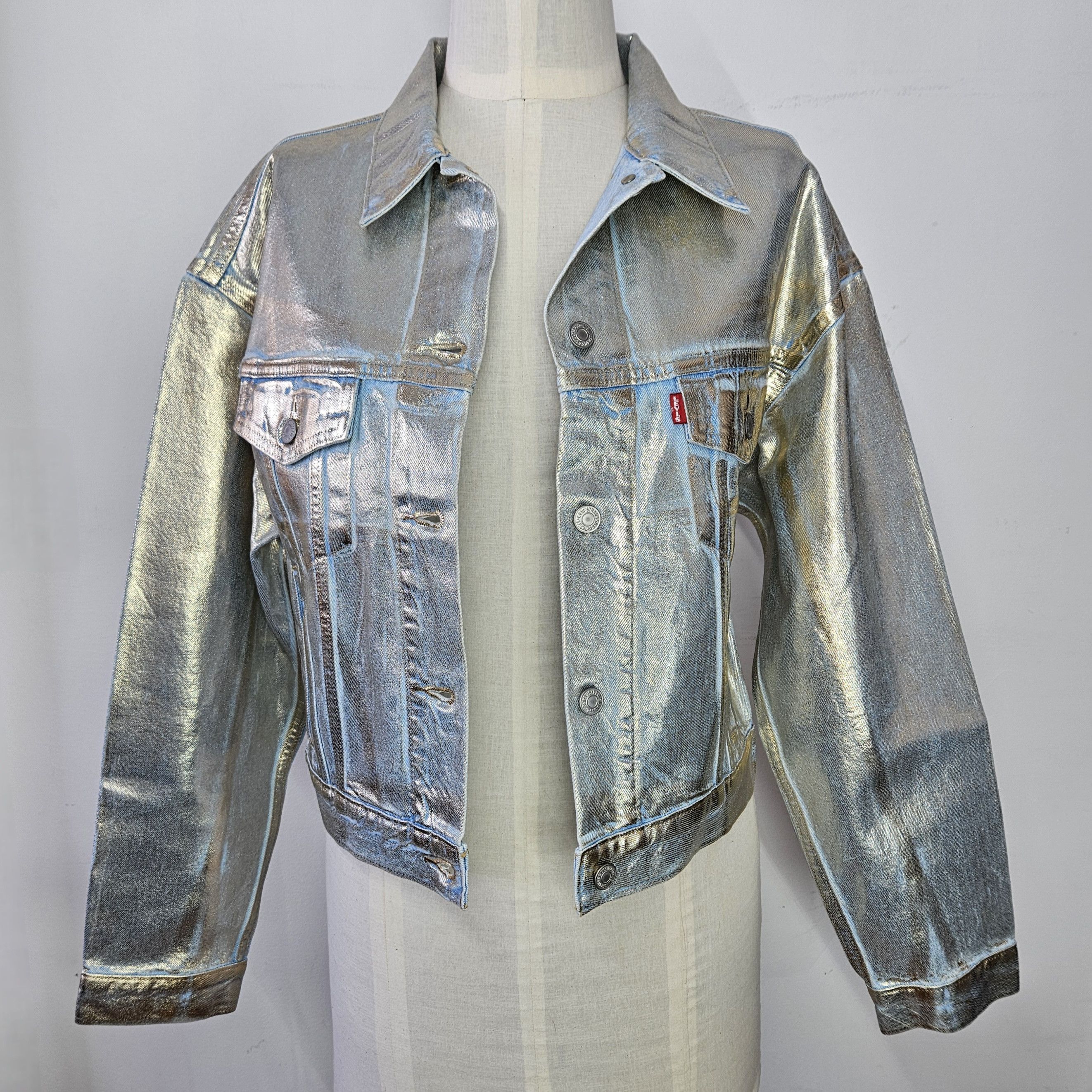 Levi's Levis Size L NEW Jean Jacket Premium Gold Painted Denim Size L / US 10 / IT 46 - 6 Thumbnail