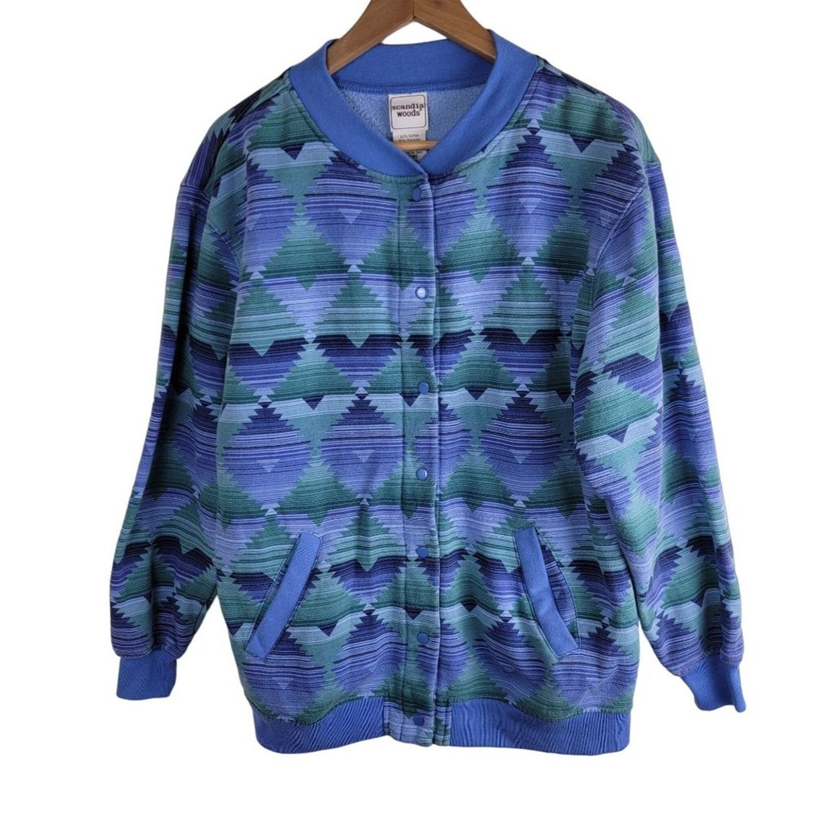 Vintage Scandia Woods Aztec Southwestern Bomber Jacket Snap Button Size US M / EU 48-50 / 2 - 1 Thumbnail