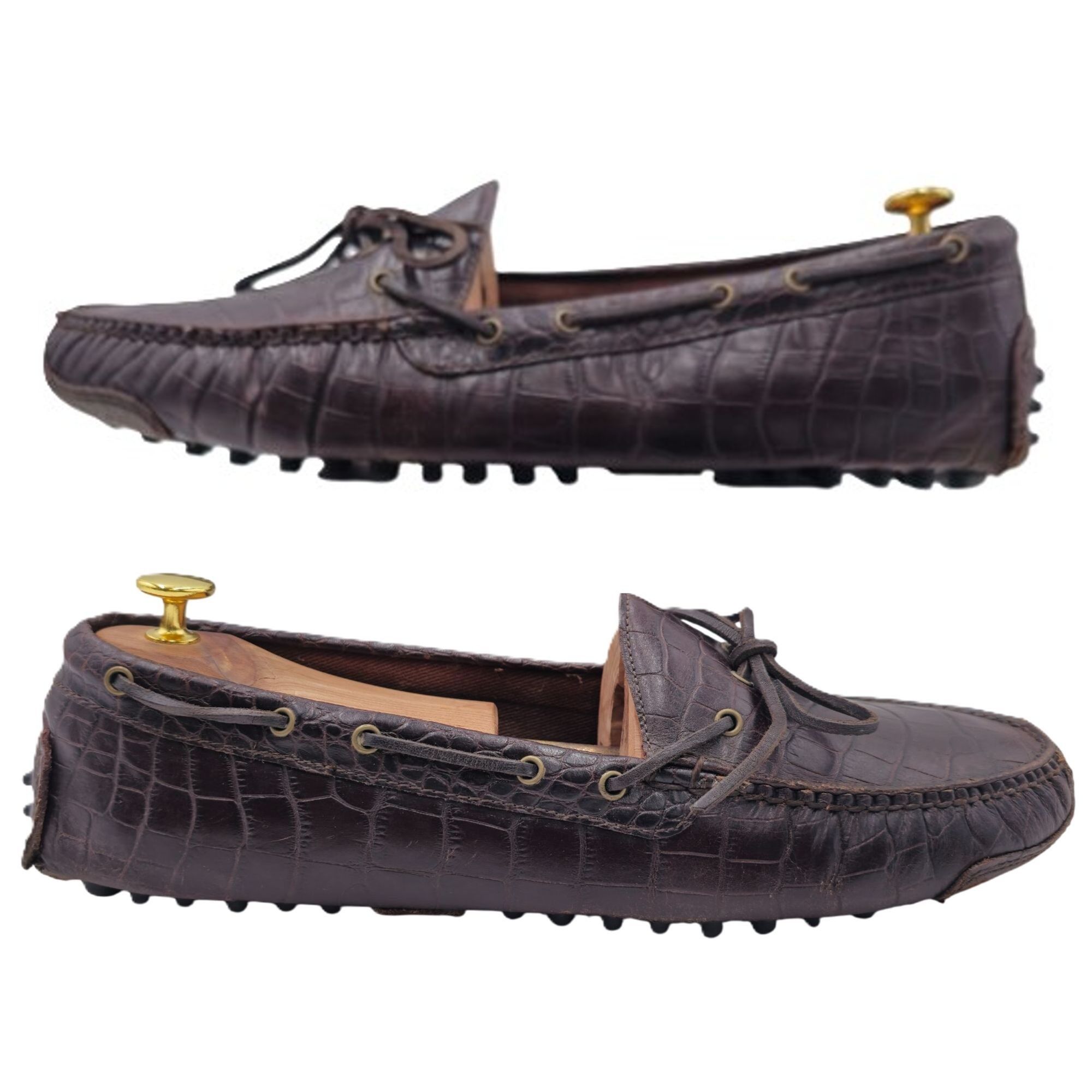 Cole Haan Cole Haan Men's 12D Brown Crocodile Embossed Leather Dress Size US 12 / EU 45 - 4 Thumbnail