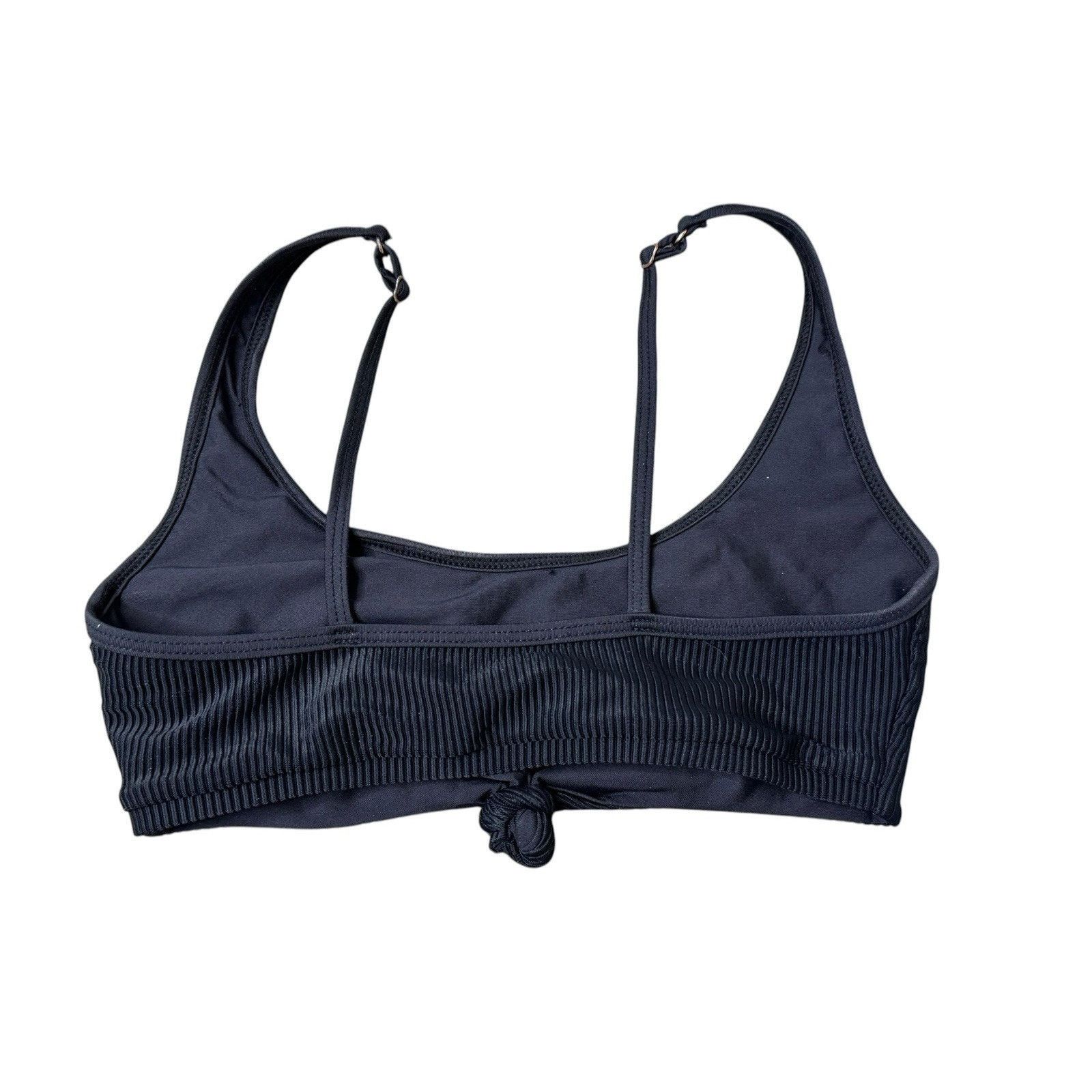 Other FRANKIES BIKINIS Black Ribbed Knotted Scoop Neck Greer Top Size ONE SIZE - 6 Thumbnail