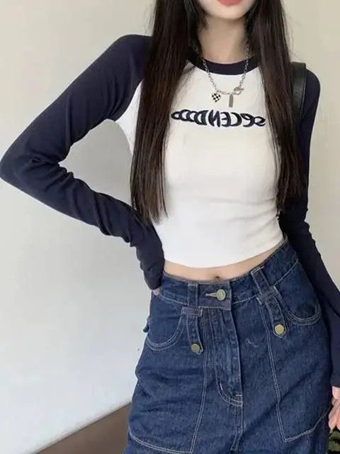 Japanese Brand Women's stylish long sleeve with inscription Size M / US 6-8 / IT 42-44 - 3 Thumbnail