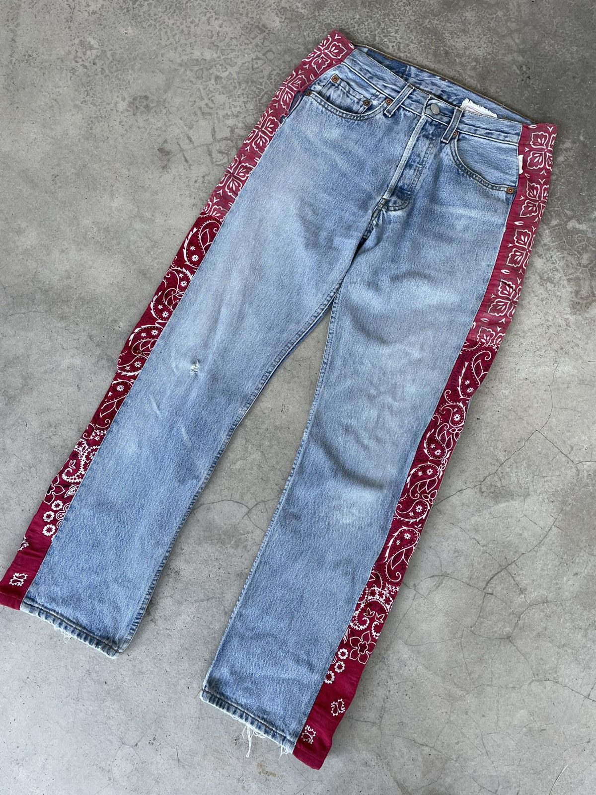 Vintage Levis 501 Custom Sashiko Faded Jeans