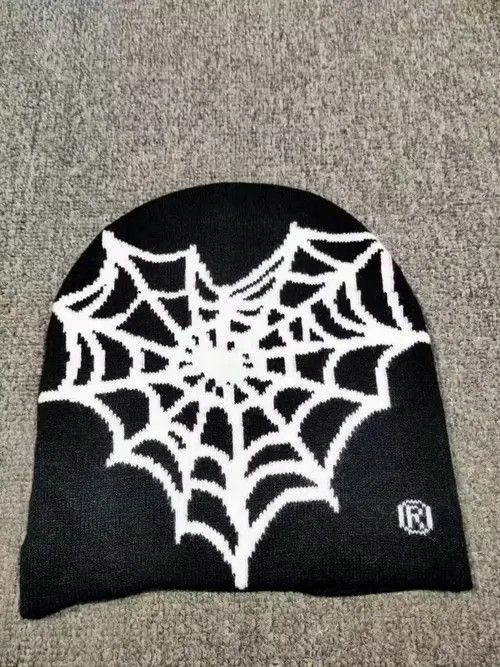 Other Spider Web Heart Graphic No Cuff Beanie Hat Black Size ONE SIZE - 1 Thumbnail