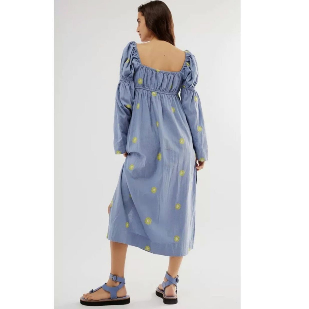 free people blue embroidered dress Free People Blue & White Stripe Embroidered Dress (with removable  lining/slip)- Size XS main image 1