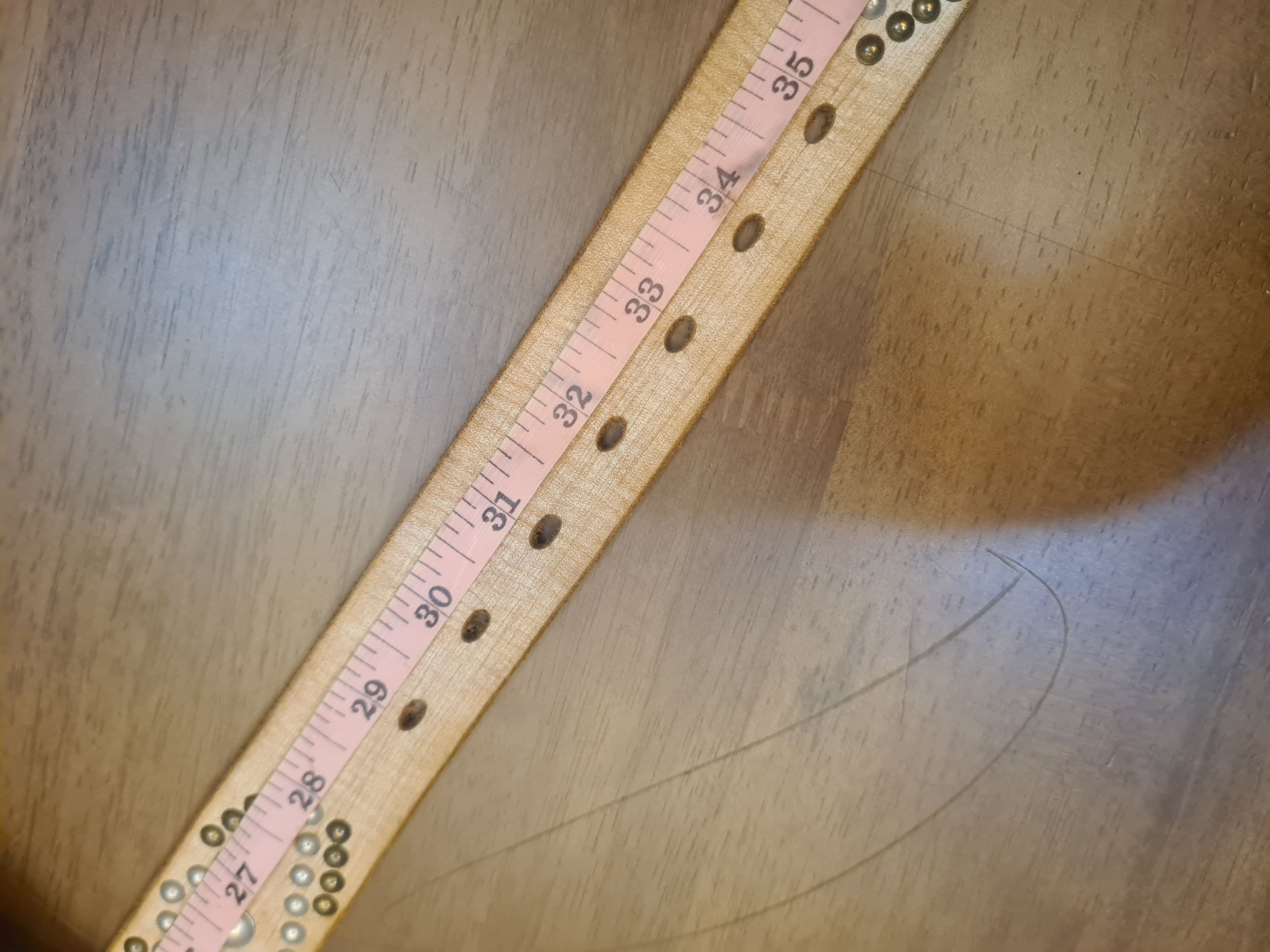 Hollywood Trading Company Custommade white studded leather belt Size 34 - 8 Thumbnail