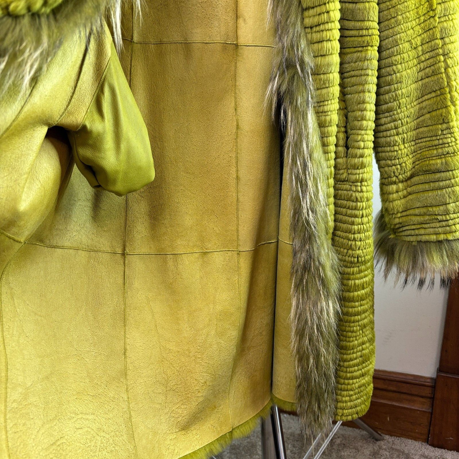 Other Rizal Reversible Fur Coat Olive Green 100% Rabbit Fox Fur & Size M / US 6-8 / IT 42-44 - 15 Thumbnail