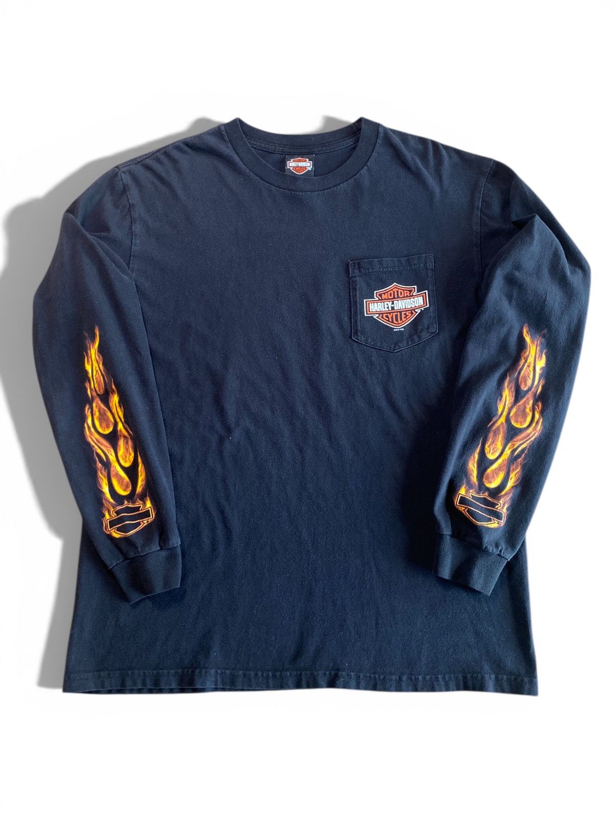 Harley Davidson × Vintage Vintage Harley Davidson Blue Flame Long