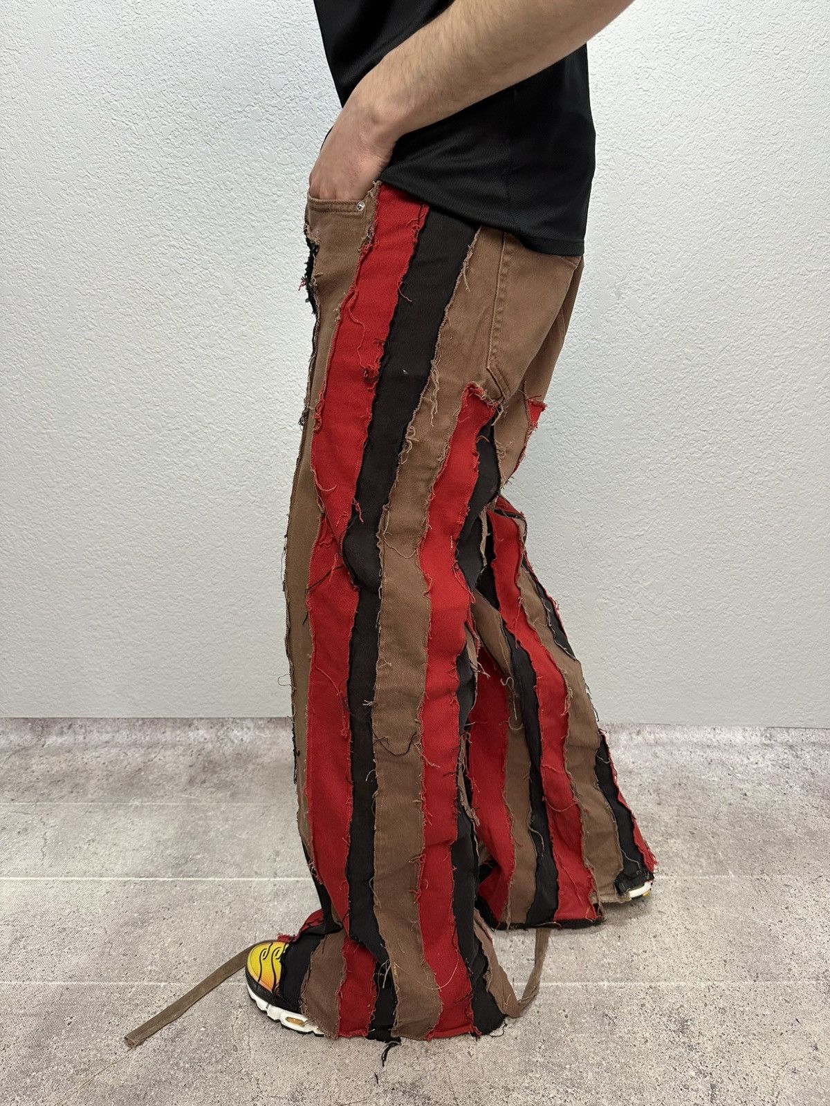 If Six Was Nine Vintage Junya Watanabe Style Striped Opium Denim Jeans Y2K Size US 33 - 3 Thumbnail