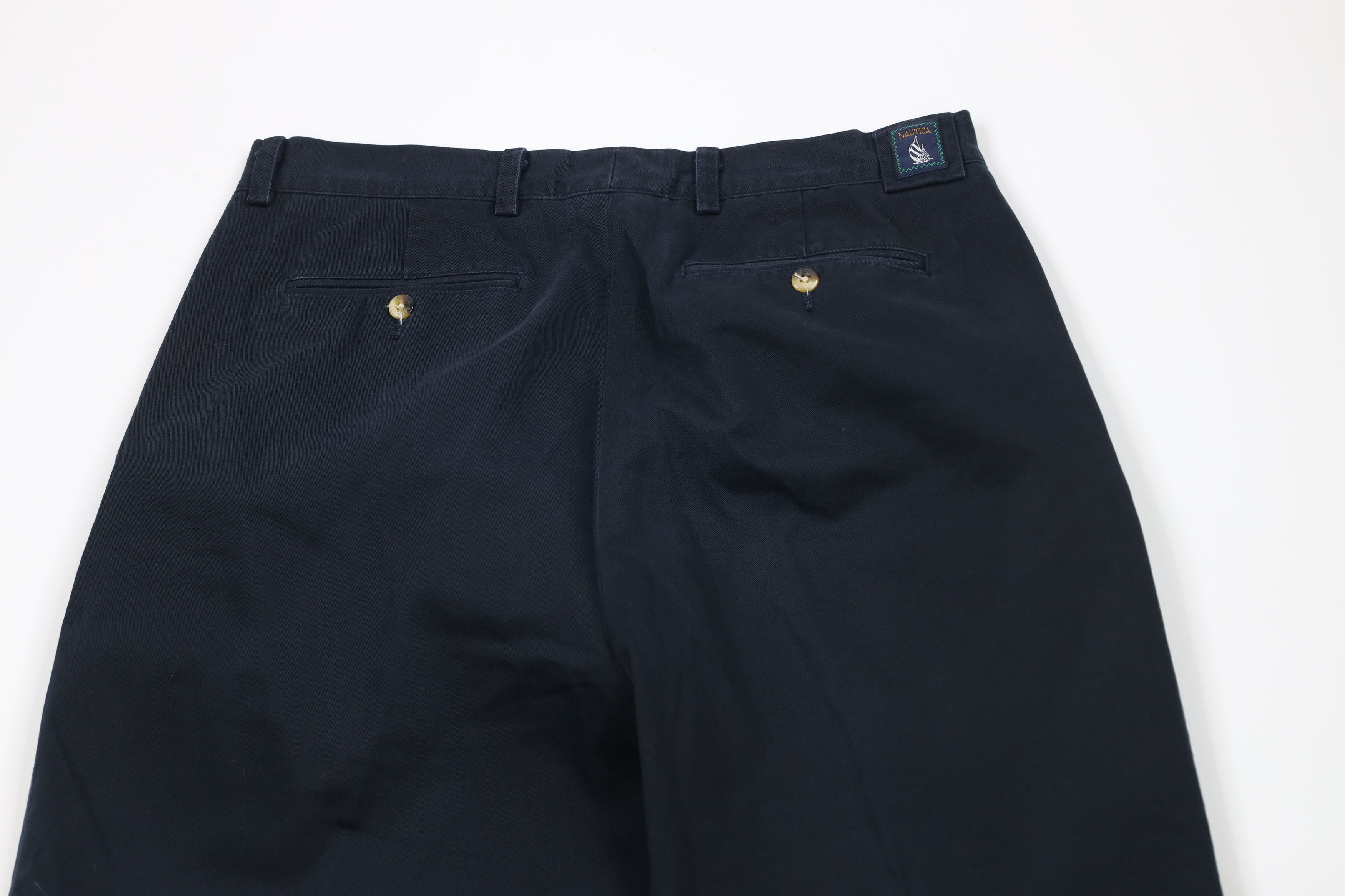Nautica × Vintage Vintage 90s Nautica Spell Pleated Wide Leg Chino Pants Blue Size US 34 / EU 50 - 9 Thumbnail