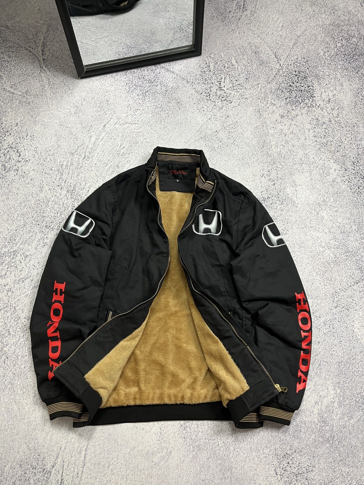 Honda × Japanese Brand × Vintage Vintage Honda Racing Jacket Faux Fur Lined Sherpa Hype Y2k Size US S / EU 44-46 / 1 - 1 Thumbnail