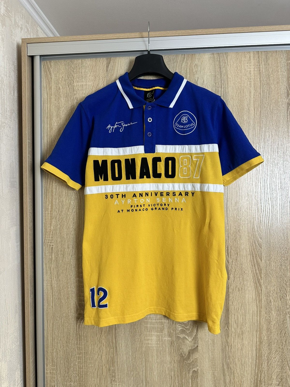 Formula 1 🔥 Ayrton Senna Team Lotus Polo T Shirt Racing Formula BMW Size US M / EU 48-50 / 2 - 3 Thumbnail