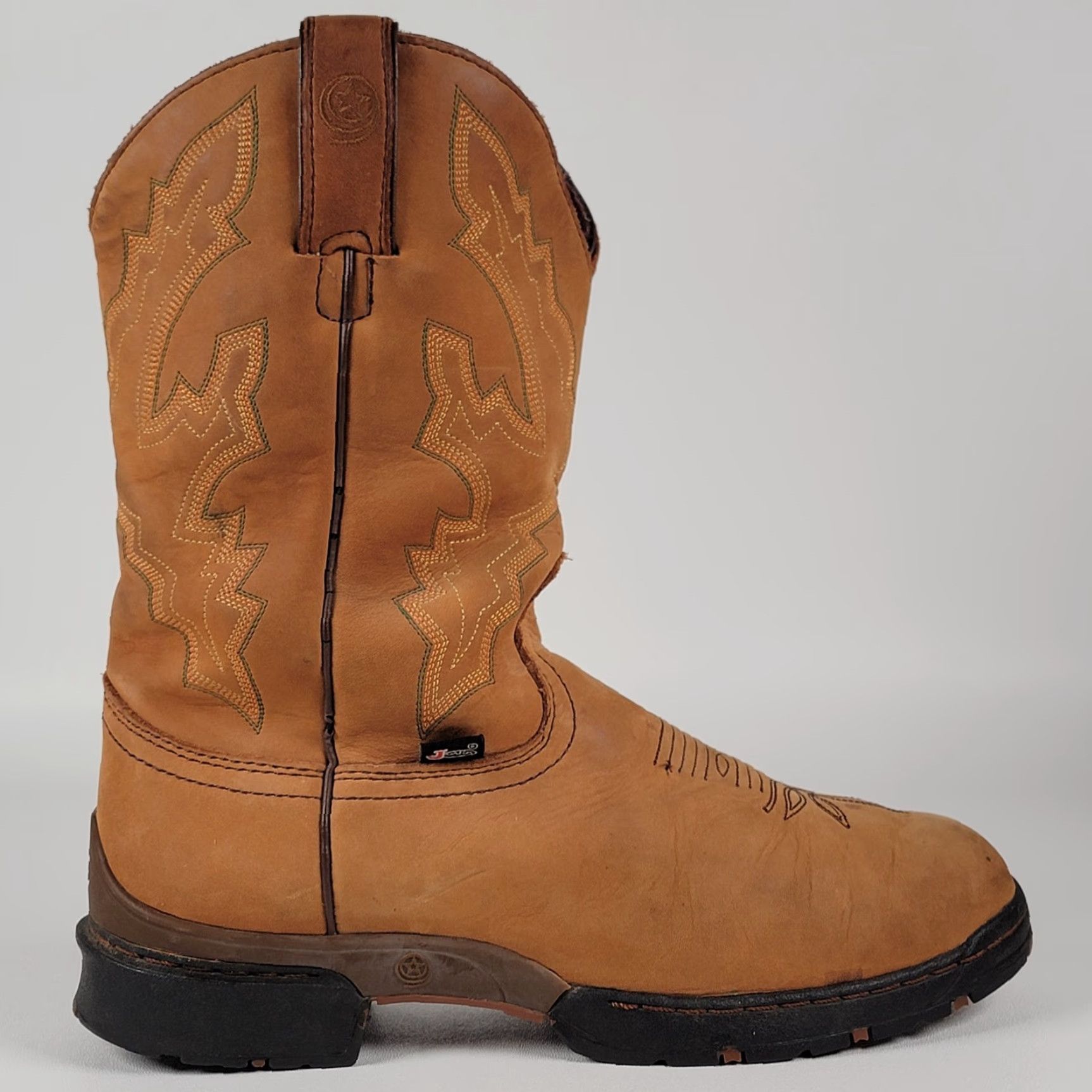 Justin Boots Justin Boots Western Boots L9017 Brown Leather Roper Women's 9 B Shaft Mid-Calf Pull On Block Heel Casual 3 Season Western Theme Size US 9 / IT 39 - 4 Thumbnail