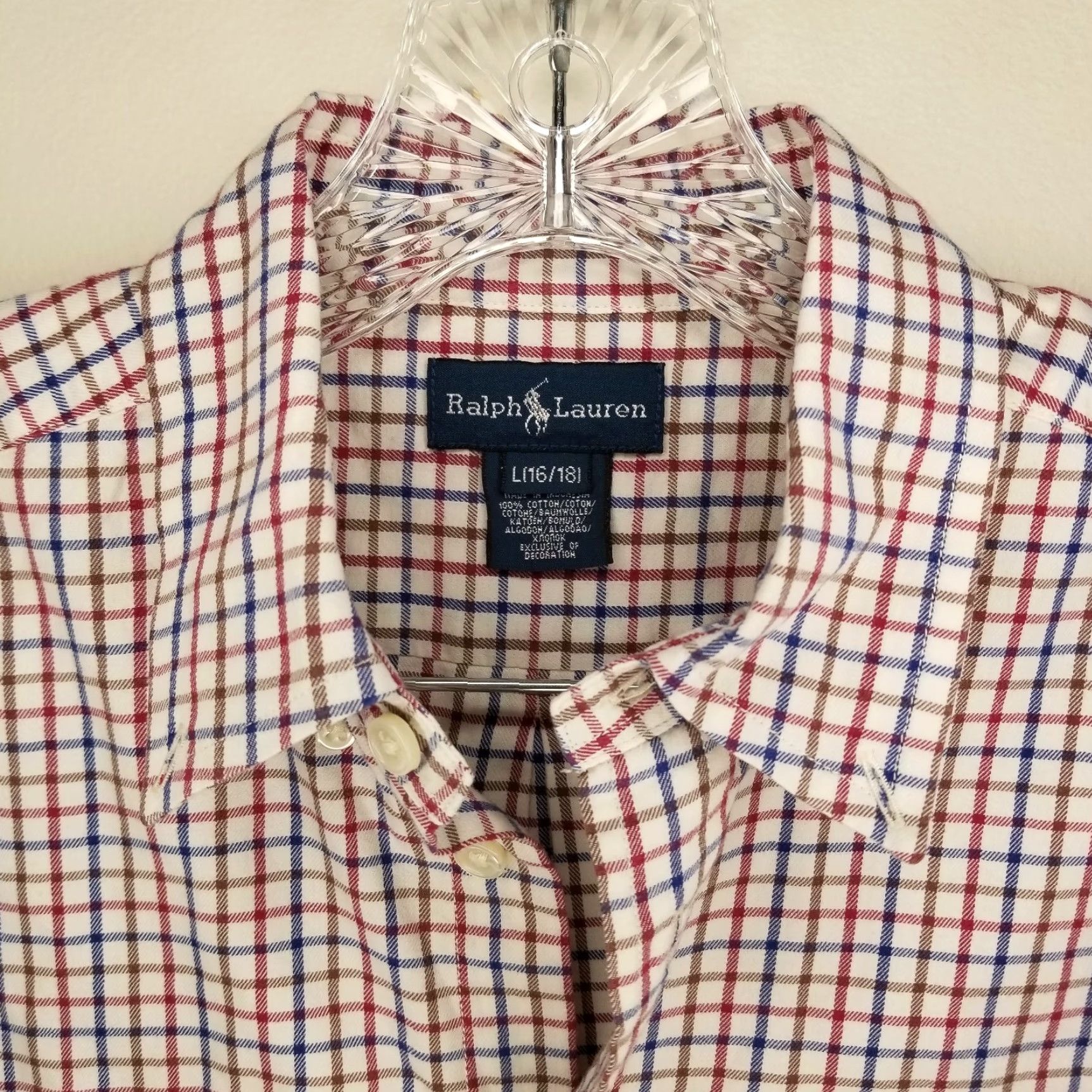 Ralph Lauren Ralph Lauren Shirt Men's Long Sleeve Button-Up Plaid Red Blue Size L Regular Mens Size US L / EU 52-54 / 3 - 3 Thumbnail