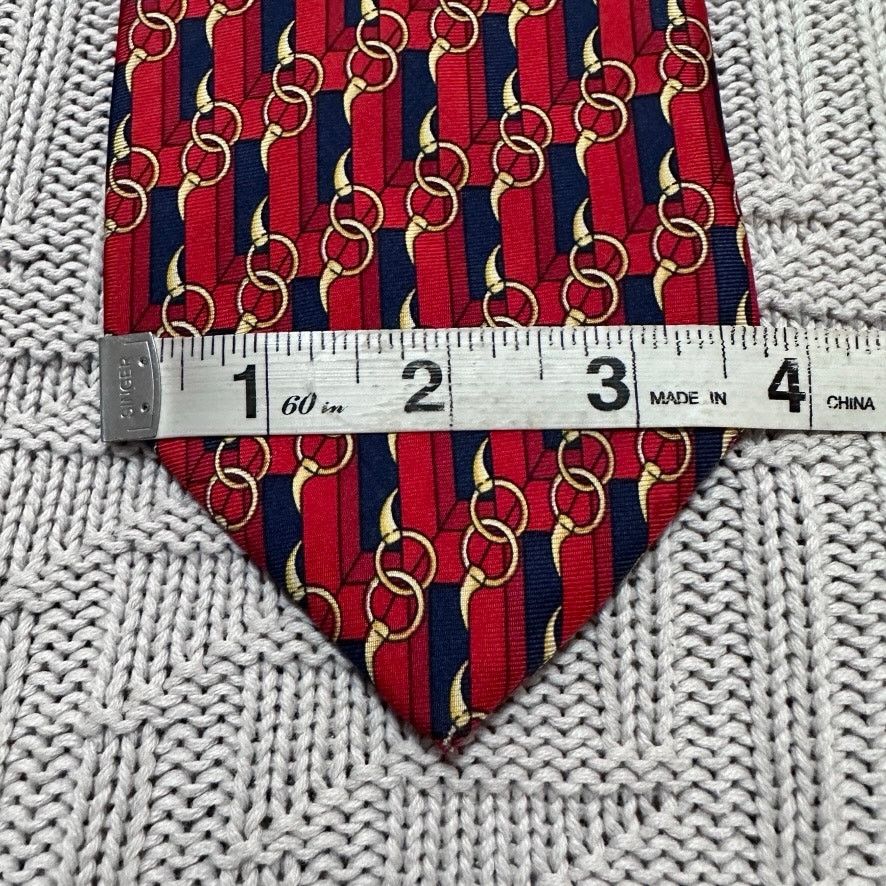 Gucci Vintage Gucci red horse bit print silk tie Size ONE SIZE - 6 Thumbnail