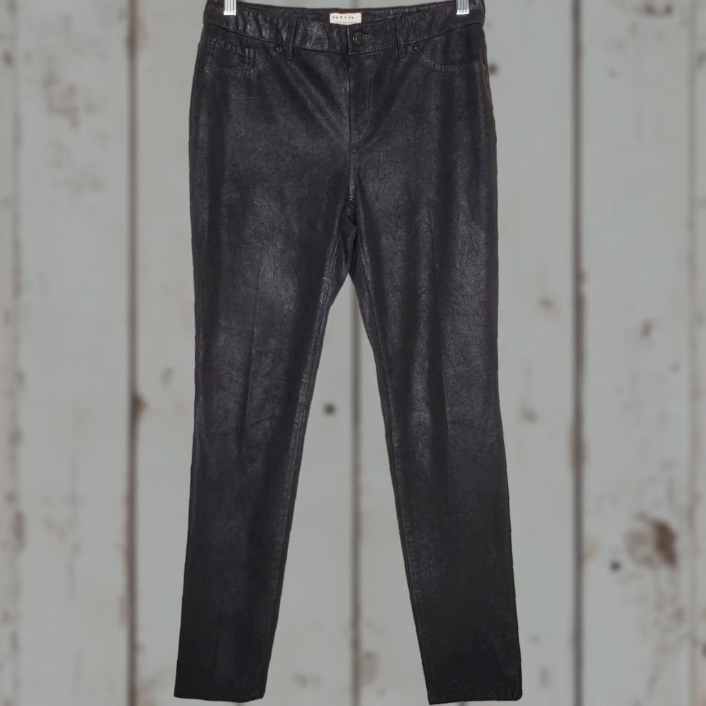 Vintage Chico’s Skinny Pants Black Faux Leather Look High Rise Pull On 0 Regular Stretch Jegging Women’s Size 25" / US 0 / IT 36 - 1 Thumbnail
