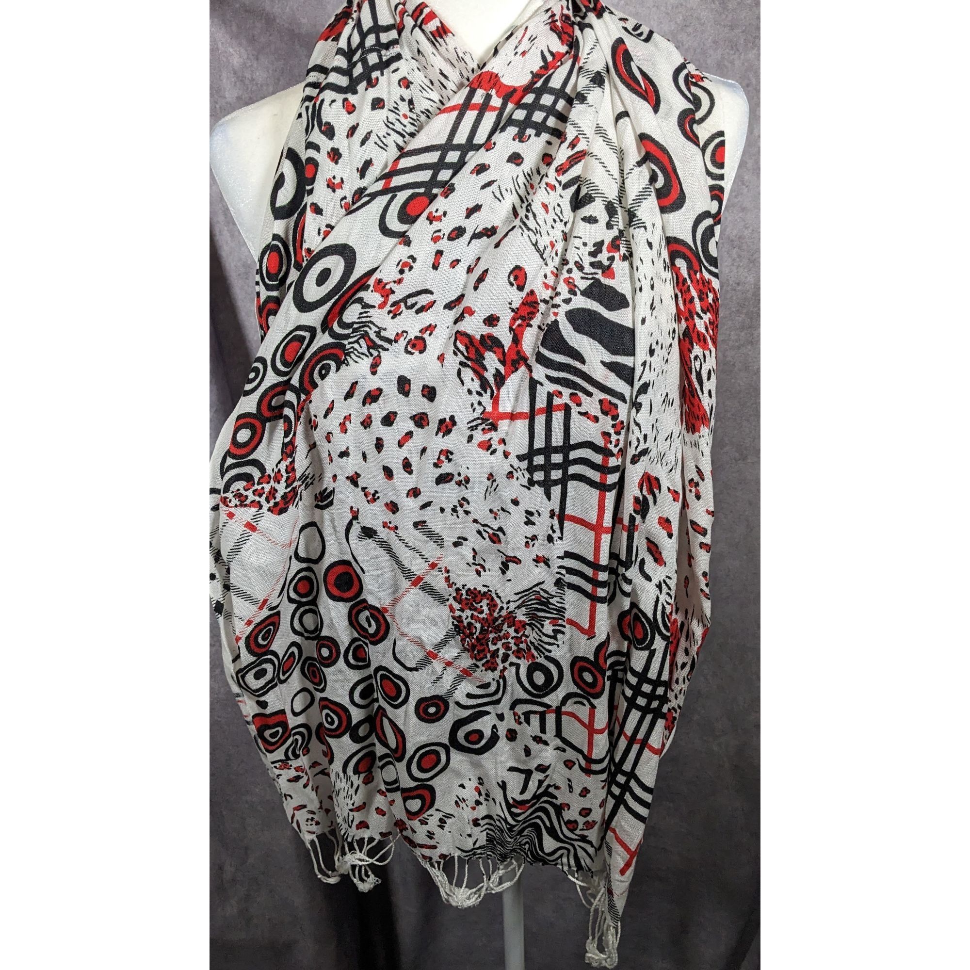 Other Abstract Punk Red White And Black Pashmina Scarf Size ONE SIZE - 8 Thumbnail