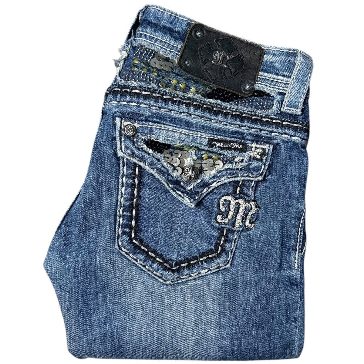 Miss Me Y2K Snake Sequin Straight Jeans Size 26" / US 2 / IT 38 - 1 Thumbnail