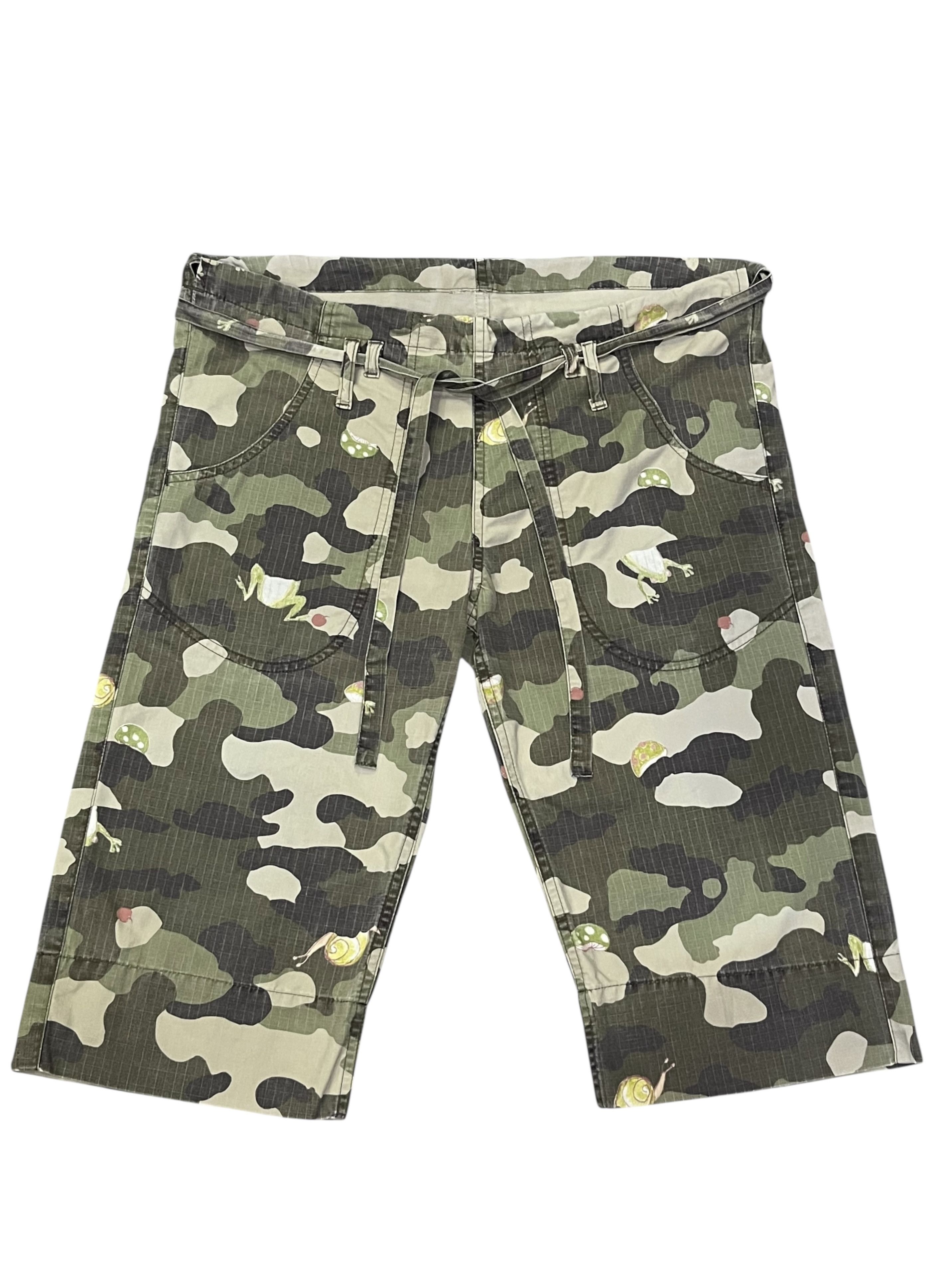 Issey Miyake Vintage TSUMORI CHISATO Green Camouflage Drawstring Shorts Size US 30 / EU 46 - 1 Thumbnail