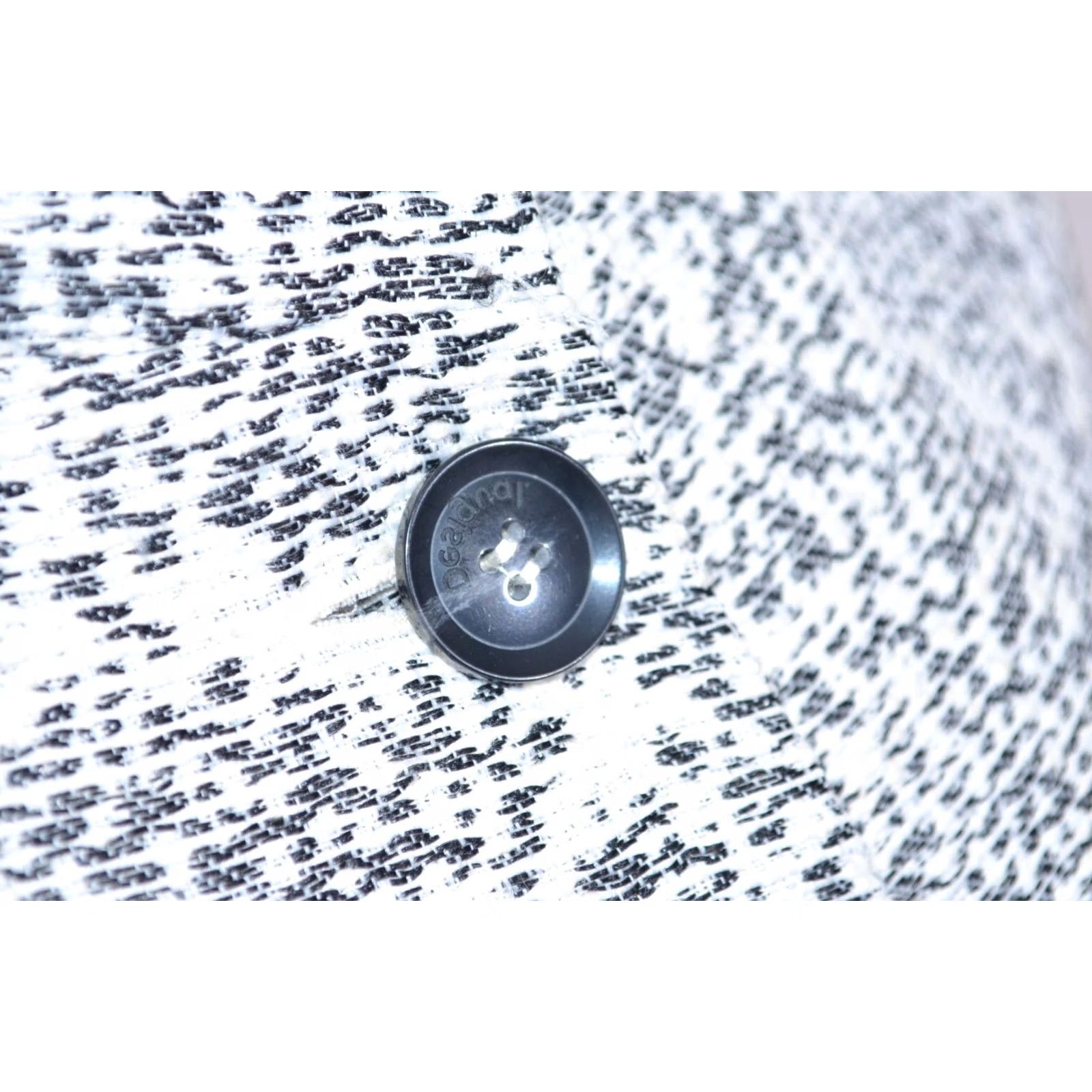 Desigual Desigual Women's Mid Lenght Coat White/Black Lined Size 44 Coat Womens Regular Long Sleeve Button Pockets but no Pockets Size M / US 6-8 / IT 42-44 - 5 Thumbnail