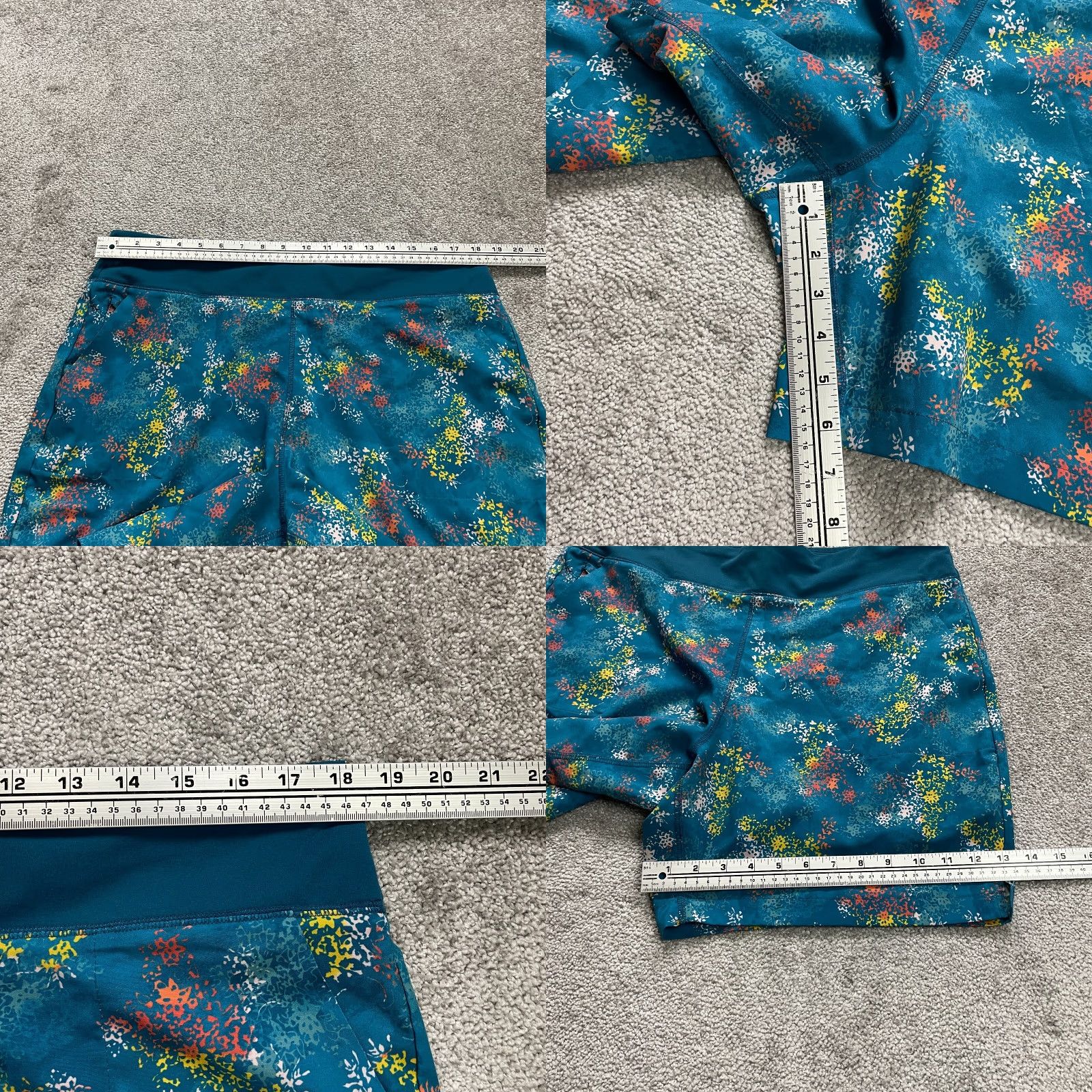 Lands' End Lands' End Active Shorts Women Large Teal Blue Patterned Lined High Rise Biker Womens Size 36" / US 14 / IT 50 - 9 Thumbnail