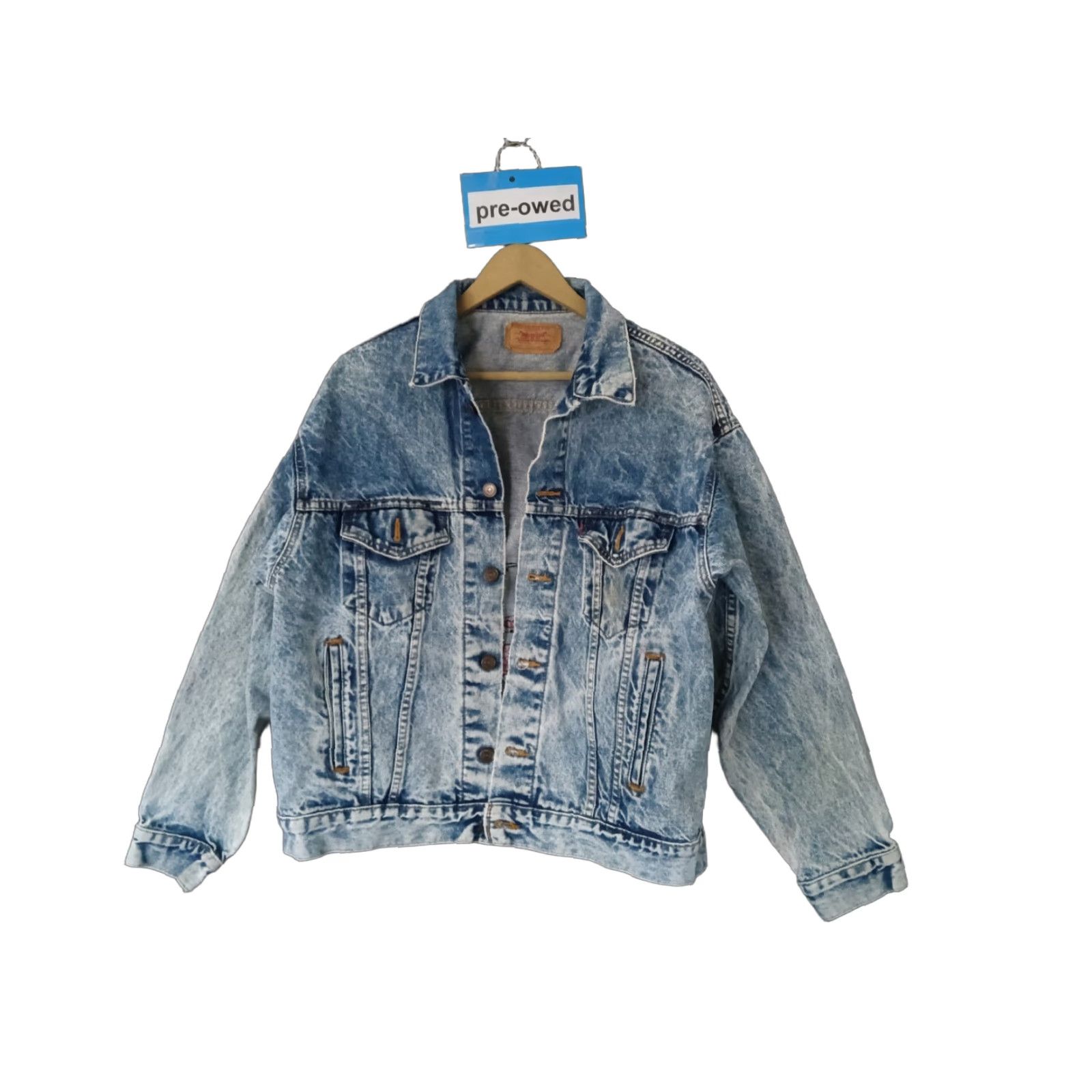 Levi's VINTAGE Levi's Jacket Denim Jeans Jacket 80s Mens Regular Size L Blue Acid Wash Back Logo Mini Mouse 70507 Size US 33 - 1 Thumbnail