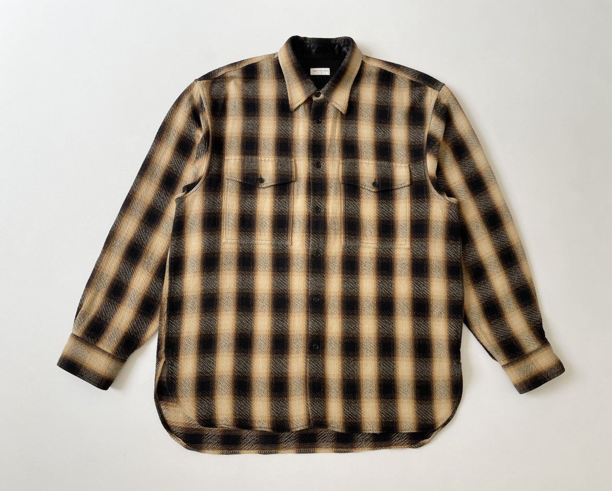 Dries Van Noten Brown Ombre Check Flannel Utility Shirt Size US XL / EU 56 / 4 - 1 Thumbnail