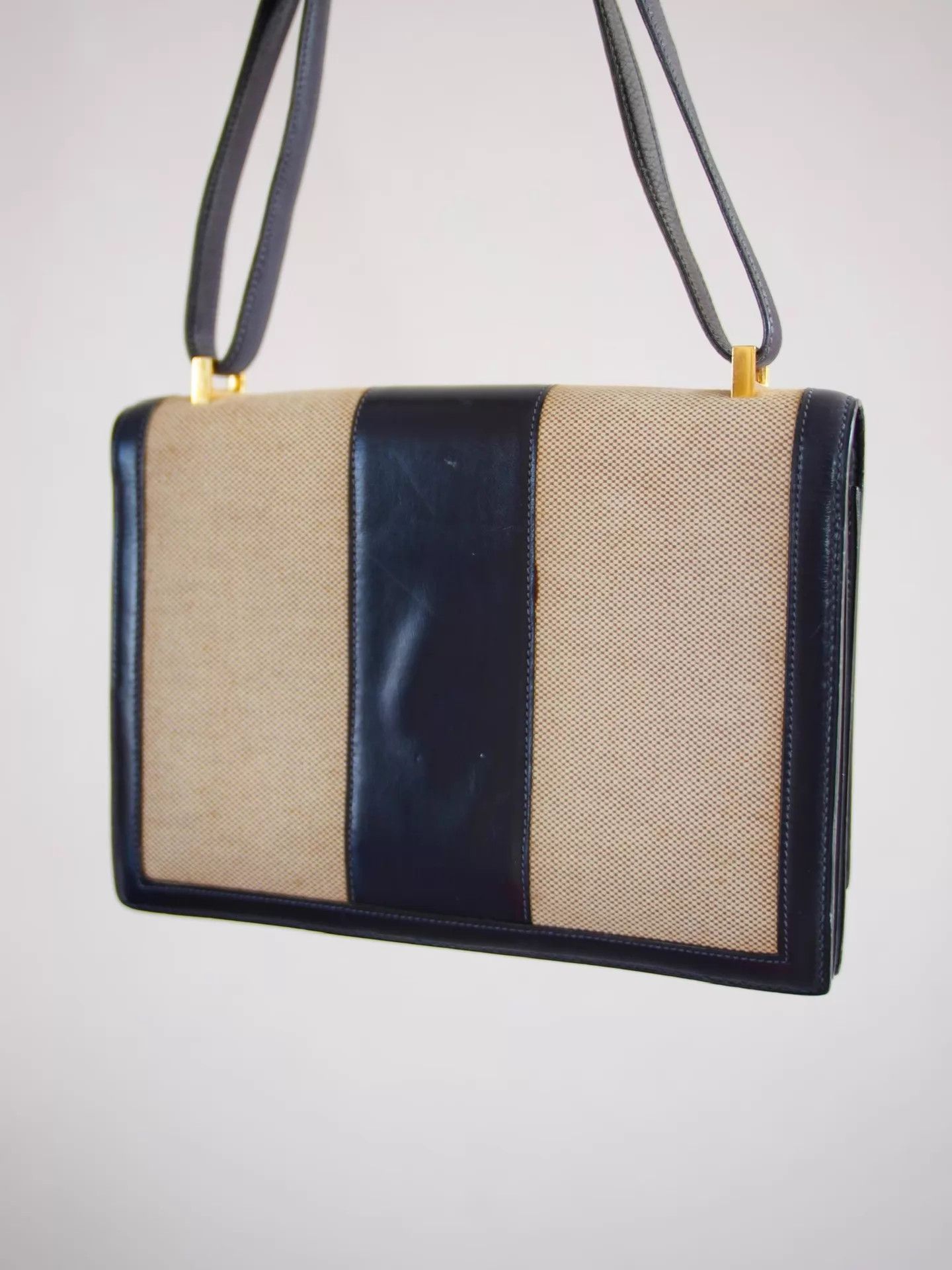 Hermes Hermes Vintage Navy Blue Canvas Old Money Kelly Shoulder Bag Size ONE SIZE - 7 Thumbnail