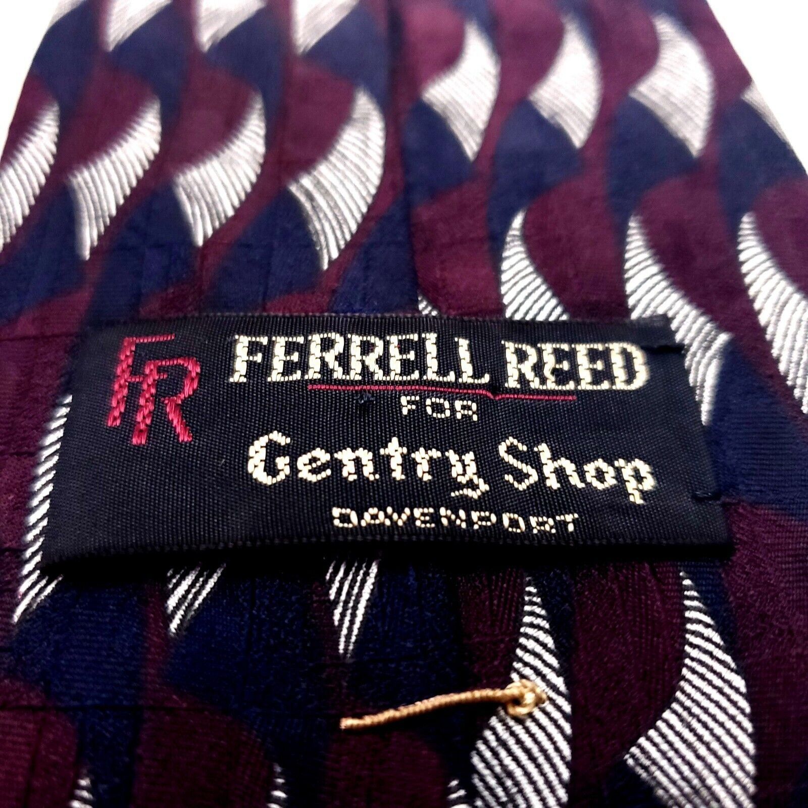 Vintage Ferrell Reed Silk Tie Red Blue Geometric England Wide Size ONE SIZE - 6 Thumbnail