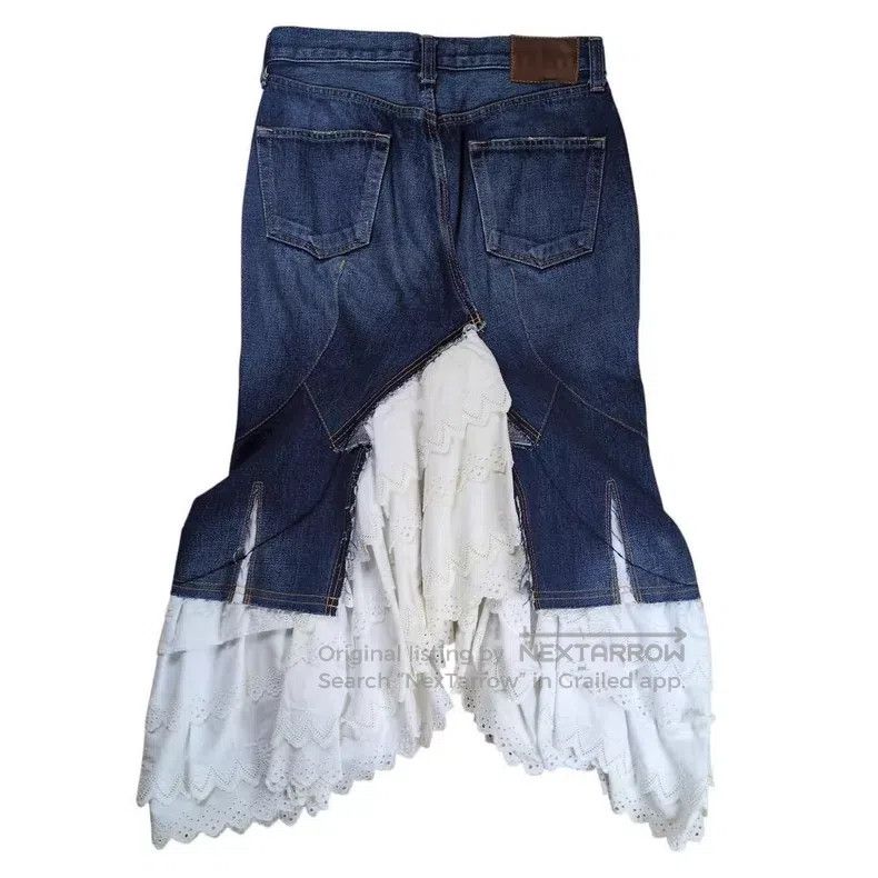 Comme des Garcons Comme Des Garcons size XS Denim lace spliced half skirt Size 23" - 2 Thumbnail