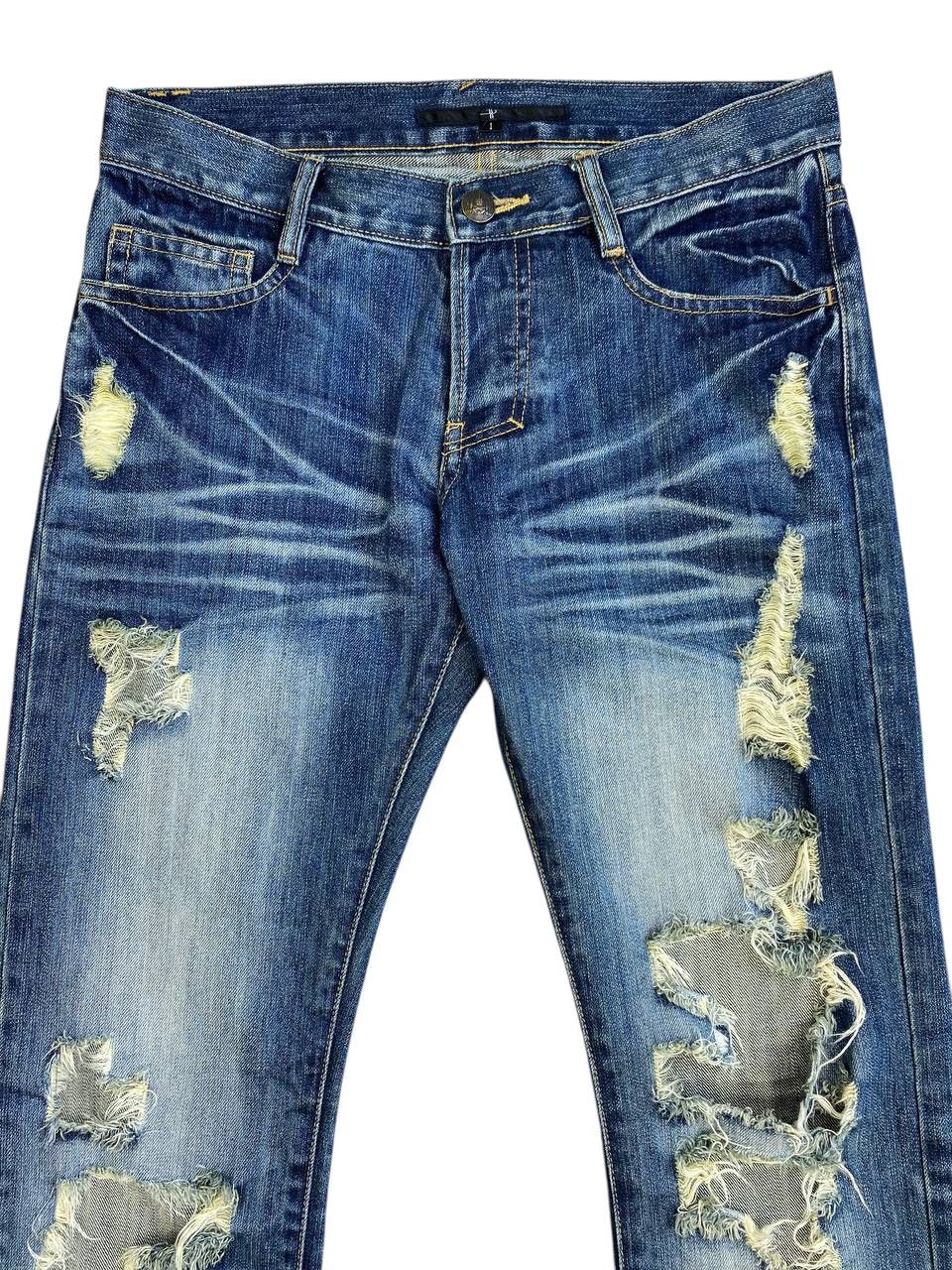 Japanese Brand 2000’s Y2K NO ID Thrashed Slim Straight Denim Size US 32 / EU 48 - 3 Thumbnail