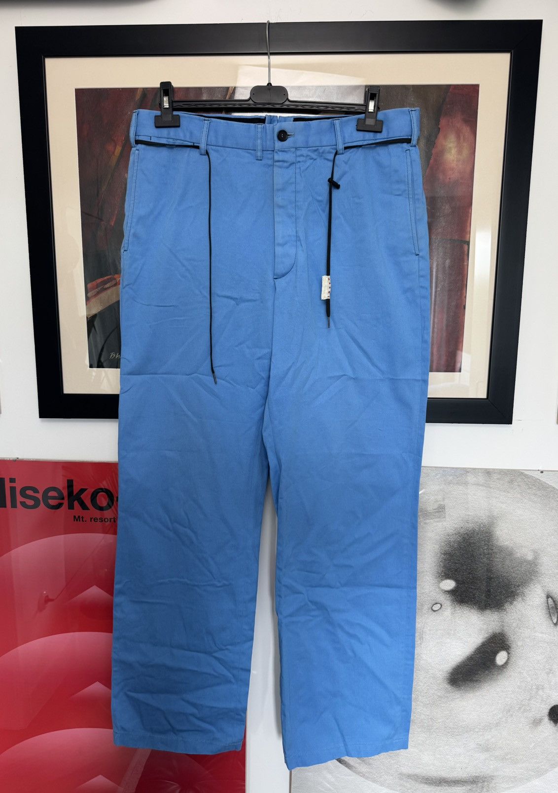 Marni Marni Wide Leg Blue Pant Loose Designer Luxury Mini Logo Size US 38 / EU 54 - 1 Thumbnail