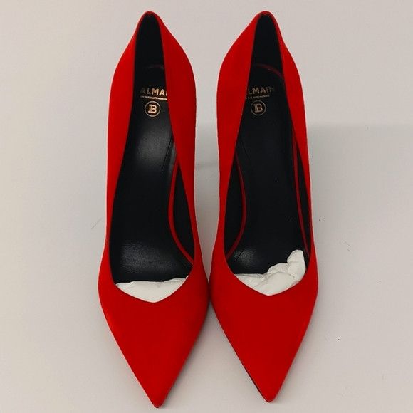 Balmain Balmain Women's Red Ruby Decollete Stiletto Heels - EU37/US7 Size US 7 / IT 37 - 3 Thumbnail