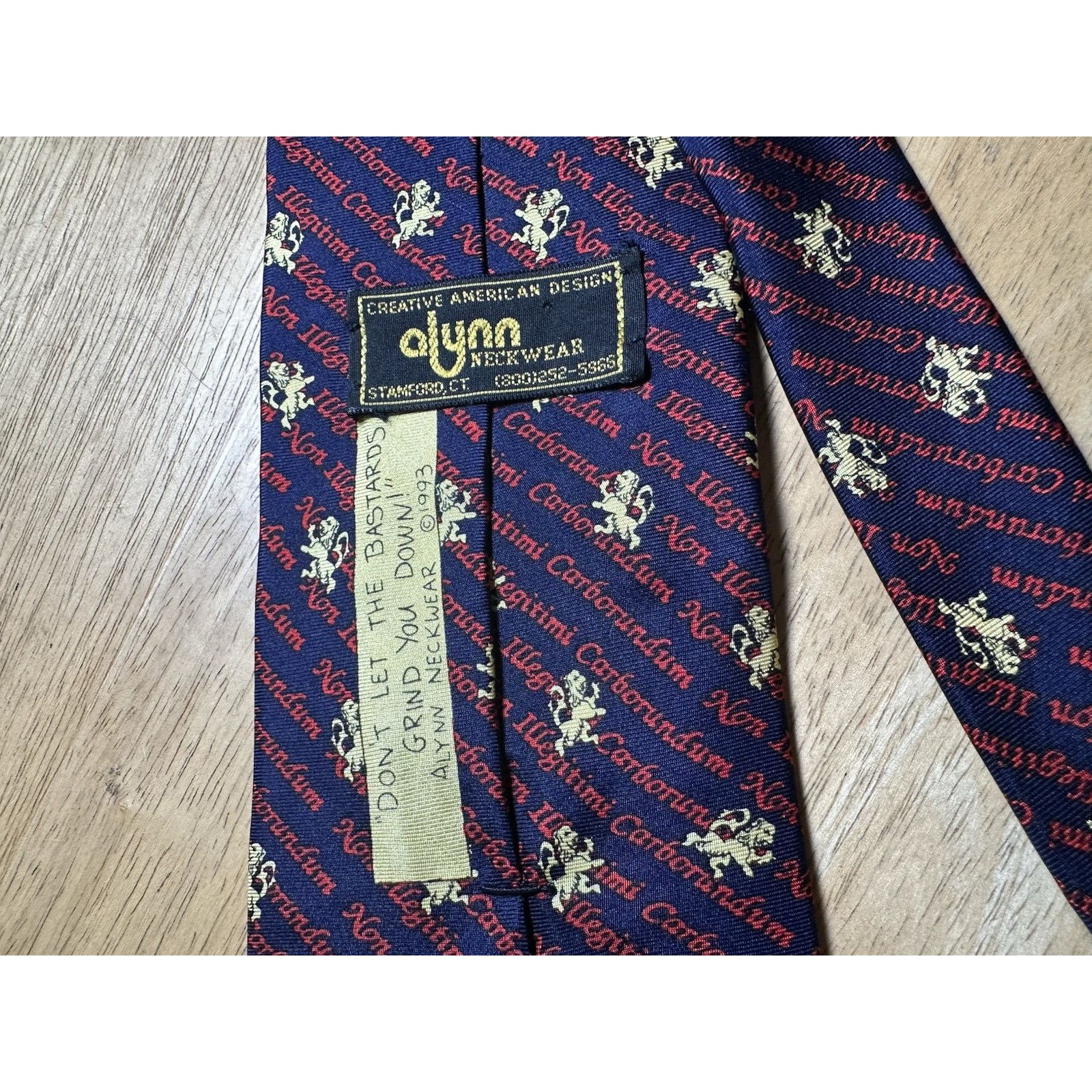 Other Alynn Neckwear Tie Dont Let the Bastards Grind You Down VTG Size ONE SIZE - 3 Thumbnail