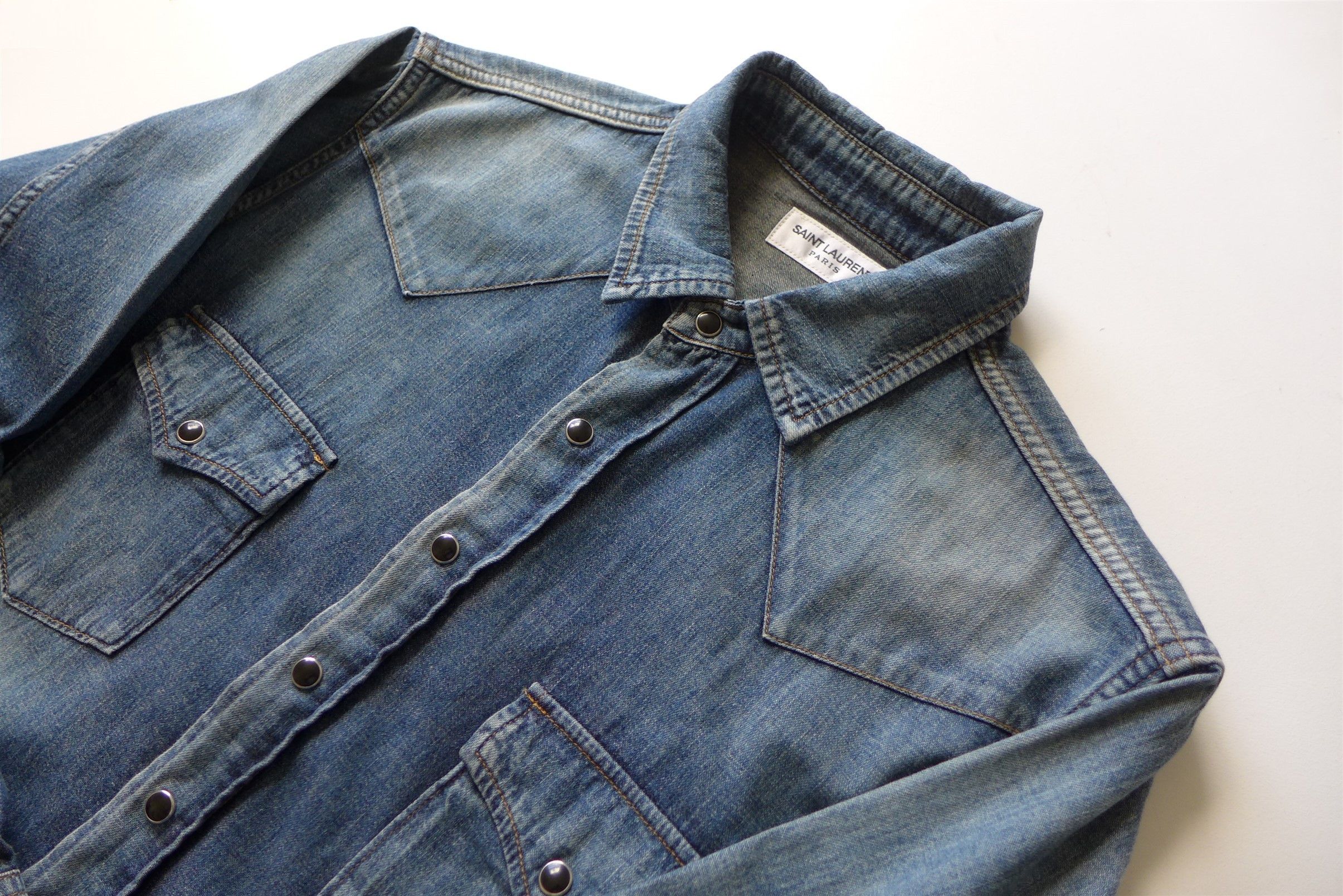 Saint Laurent Paris n/a Saint Laurent Western Shirt - Blue Denim Size US L / EU 52-54 / 3 - 7 Thumbnail