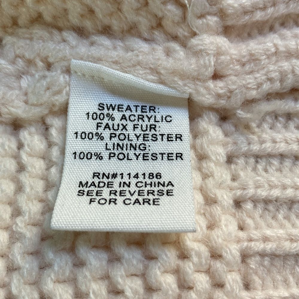 Parker Adyson Parker Faux Fur Vest Ivory Knit Back Sleeveless Cardi Size XXL / US 16-18 / IT 52-54 - 6 Thumbnail
