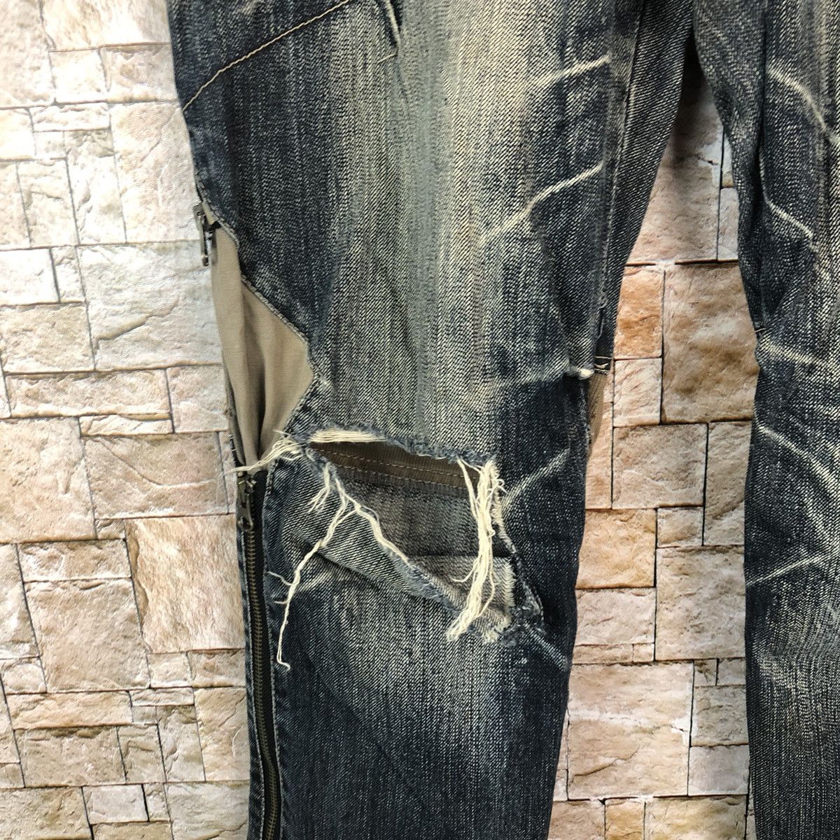 PPFM PPFM Blue Distressed ripped punk Denim Pants #A1040 Size US 33 - 10 Thumbnail