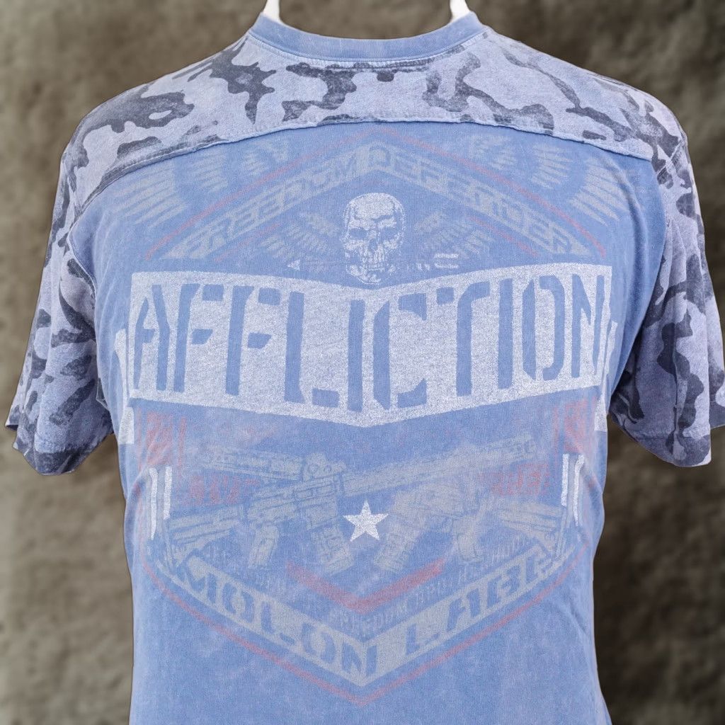 Affliction VINTAGE AFFLICTION FREEDOM DEFENDER BLUE SHORT SLEEVE SHIRT XL ADULT BLUE 2000s CONCERT MENS Size US L / EU 52-54 / 3 - 1 Thumbnail