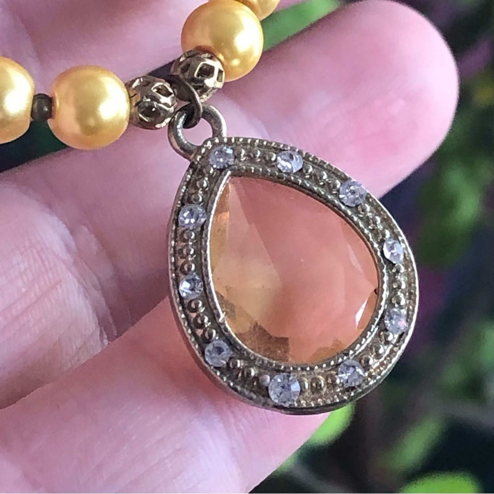 Handmade Handcrafted repurpose mellow yellow teardrop Pearl necklace Size ONE SIZE - 8 Thumbnail