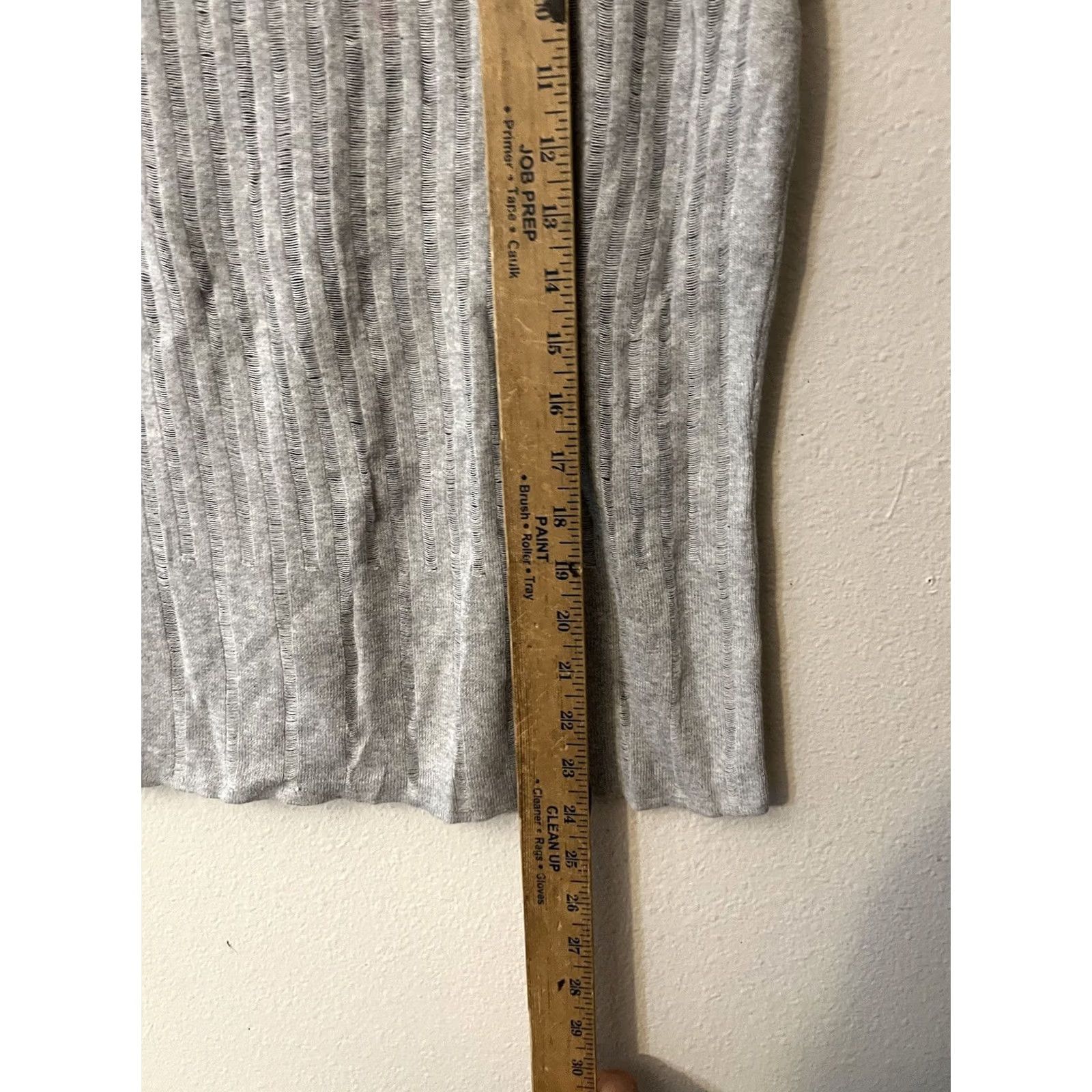 Vintage Kenar Henley Sweater Gray Women’s Ribbed 100% Cotton Short Sleeve Size 36" / US 14 / IT 50 - 5 Thumbnail