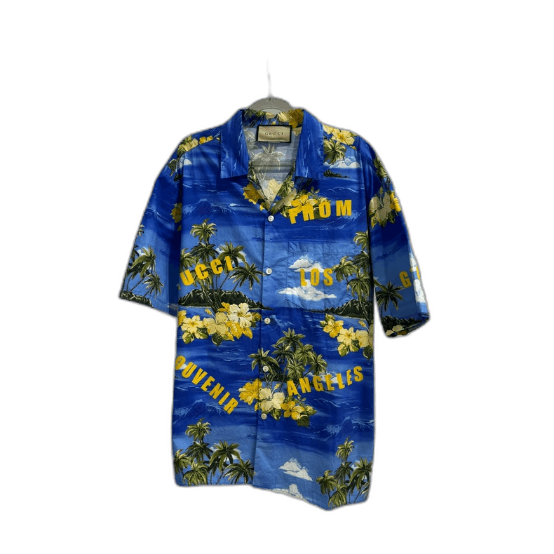 Gucci Gucci Blue Floral Coconut Tree Shirt Size US L / EU 52-54 / 3 - 1 Thumbnail