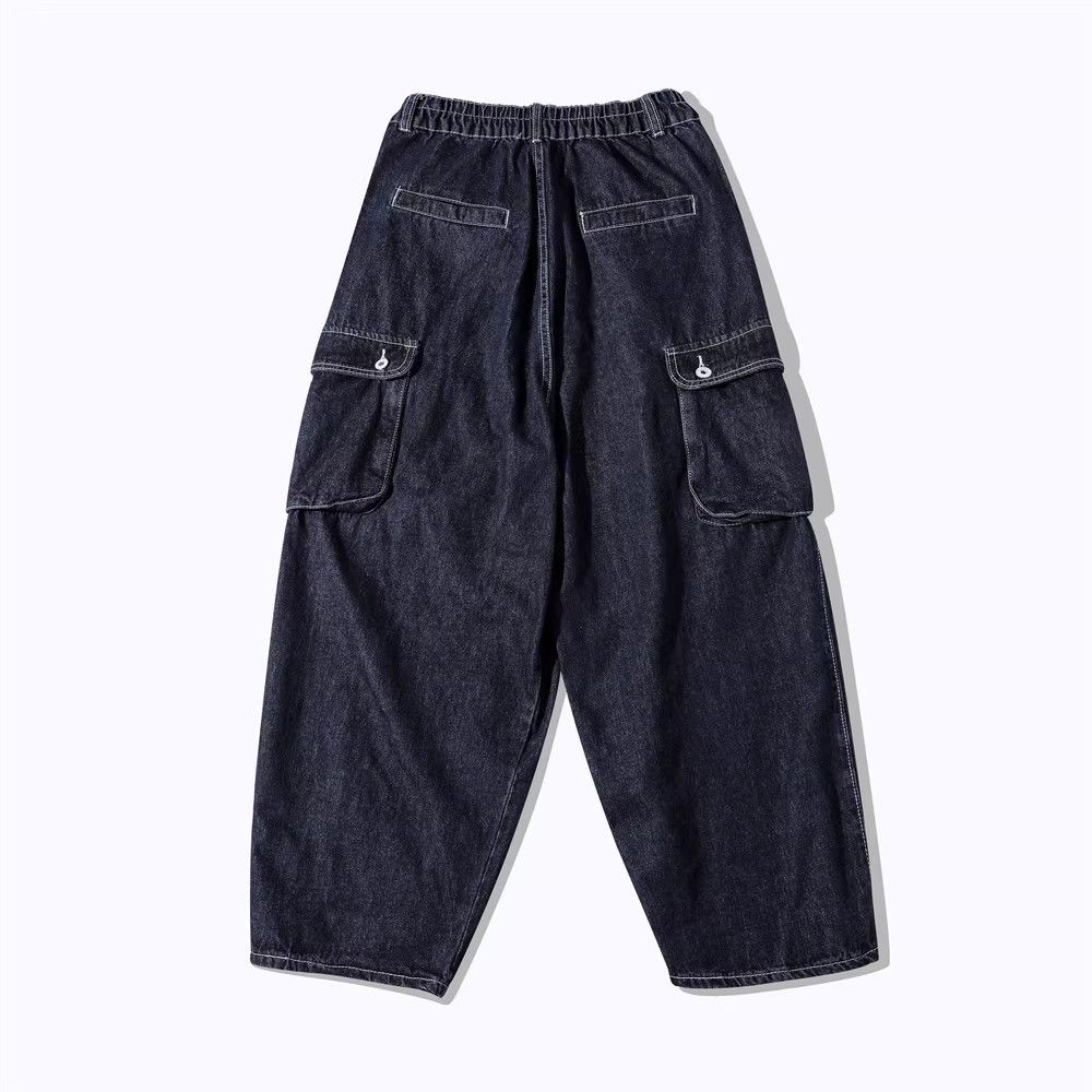 Japanese Brand × Jean Solid color multi-pocket washed wide-leg straight jeans Size US 34 / EU 50 - 2 Thumbnail