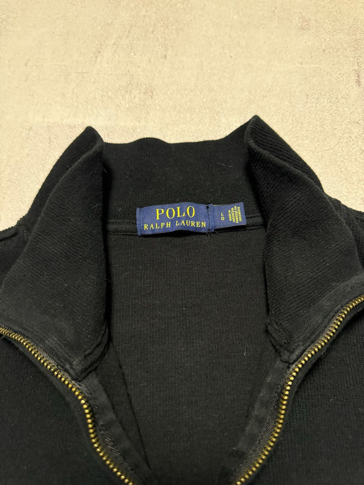 Polo Ralph Lauren × Vintage Vintage Polo Ralph Lauren Sweater Zip 1/3 Black Baggy 90s Size US L / EU 52-54 / 3 - 6 Thumbnail