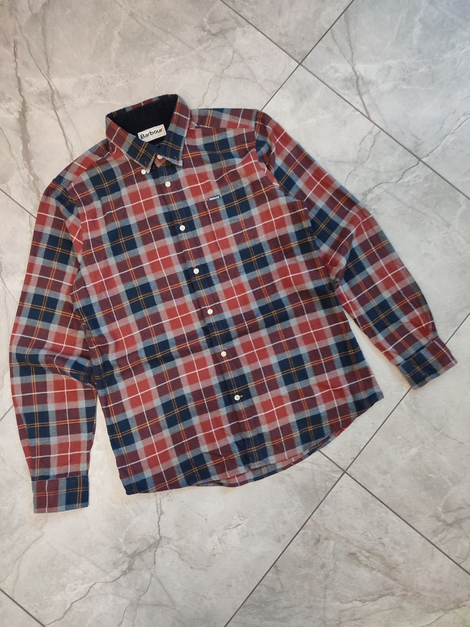 Barbour Barbour coton shirt red navy cage print M size Size US M / EU 48-50 / 2 - 1 Thumbnail