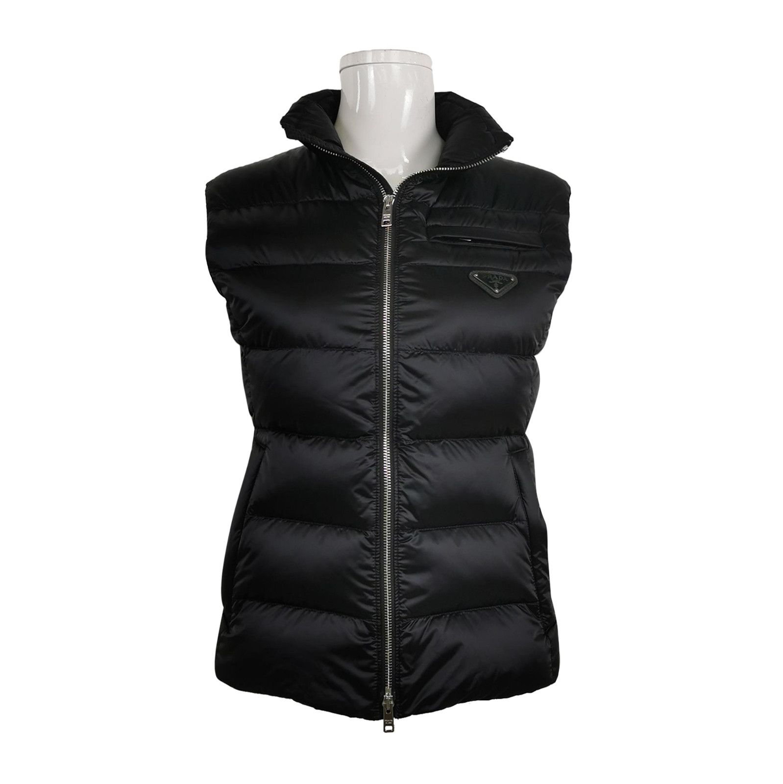 Prada Prada Black Quilted Logo Sleeveless Down Vest - dmc Size M / US 6-8 / IT 42-44 - 1 Thumbnail