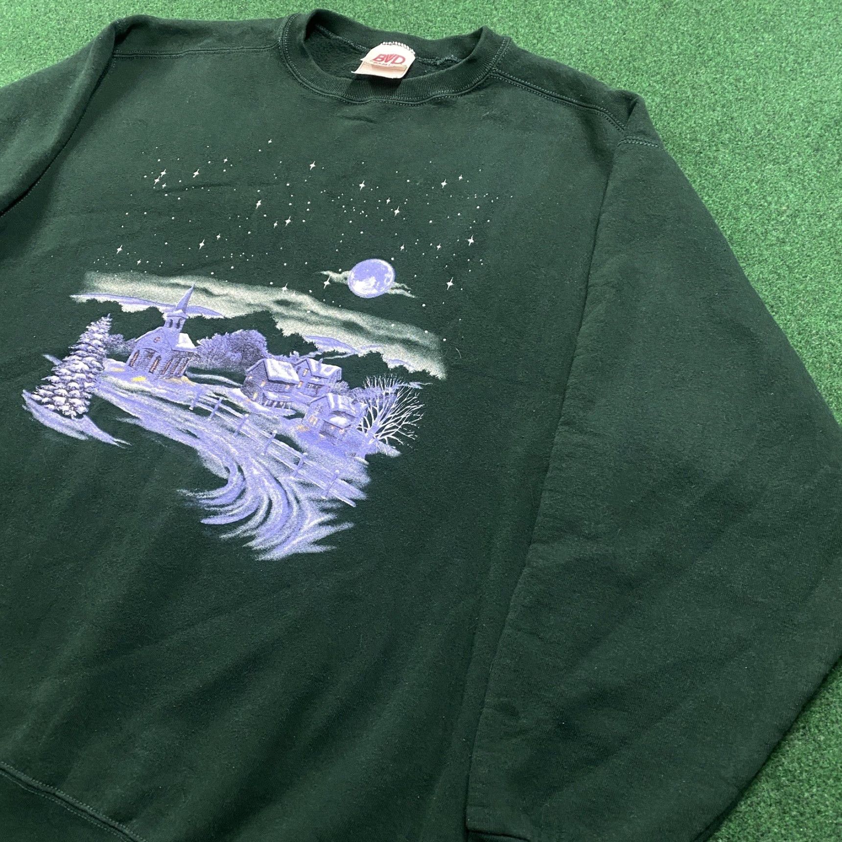 Vintage VINTAGE Green Men's XL Winter Sweater Sweatshirt 90S Nature Logo USA Pullover Crew Neck Cotton Size US XL / EU 56 / 4 - 2 Thumbnail